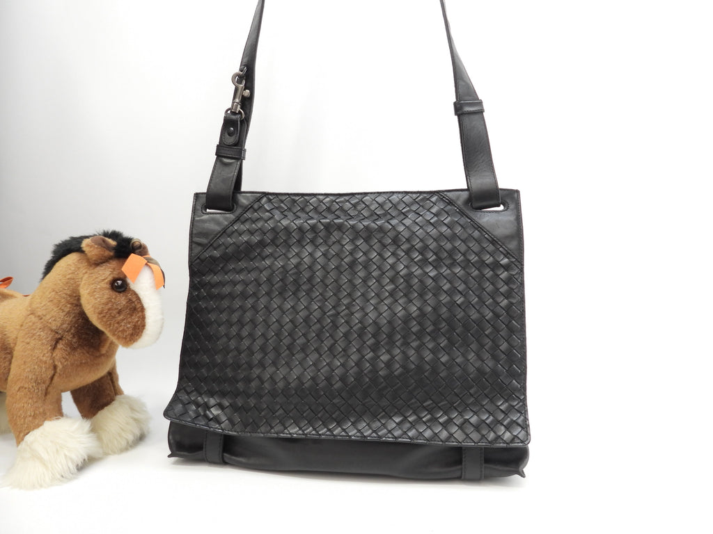 Bottega Veneta Borsa Messenger Intrecciato Pelle Nera Crossbody Uomo Bellissimo Articolo @ 242