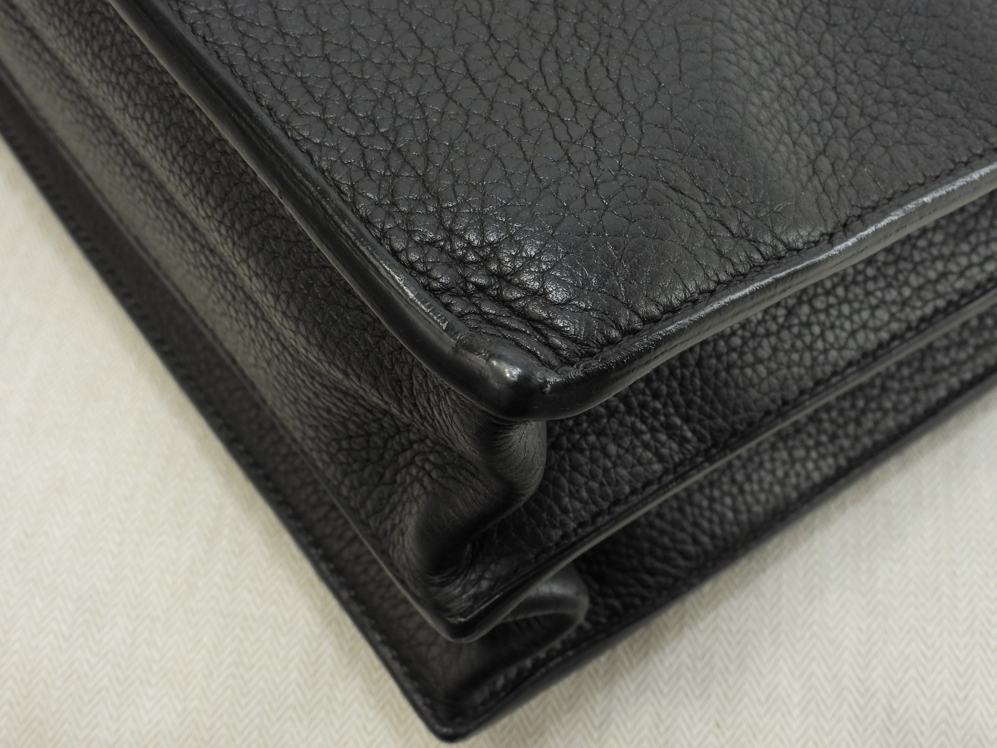 エルメス サックアデペッシュ41 フィヨルド黒 シルバー金具 メンズ書類かばん 美品@ 2