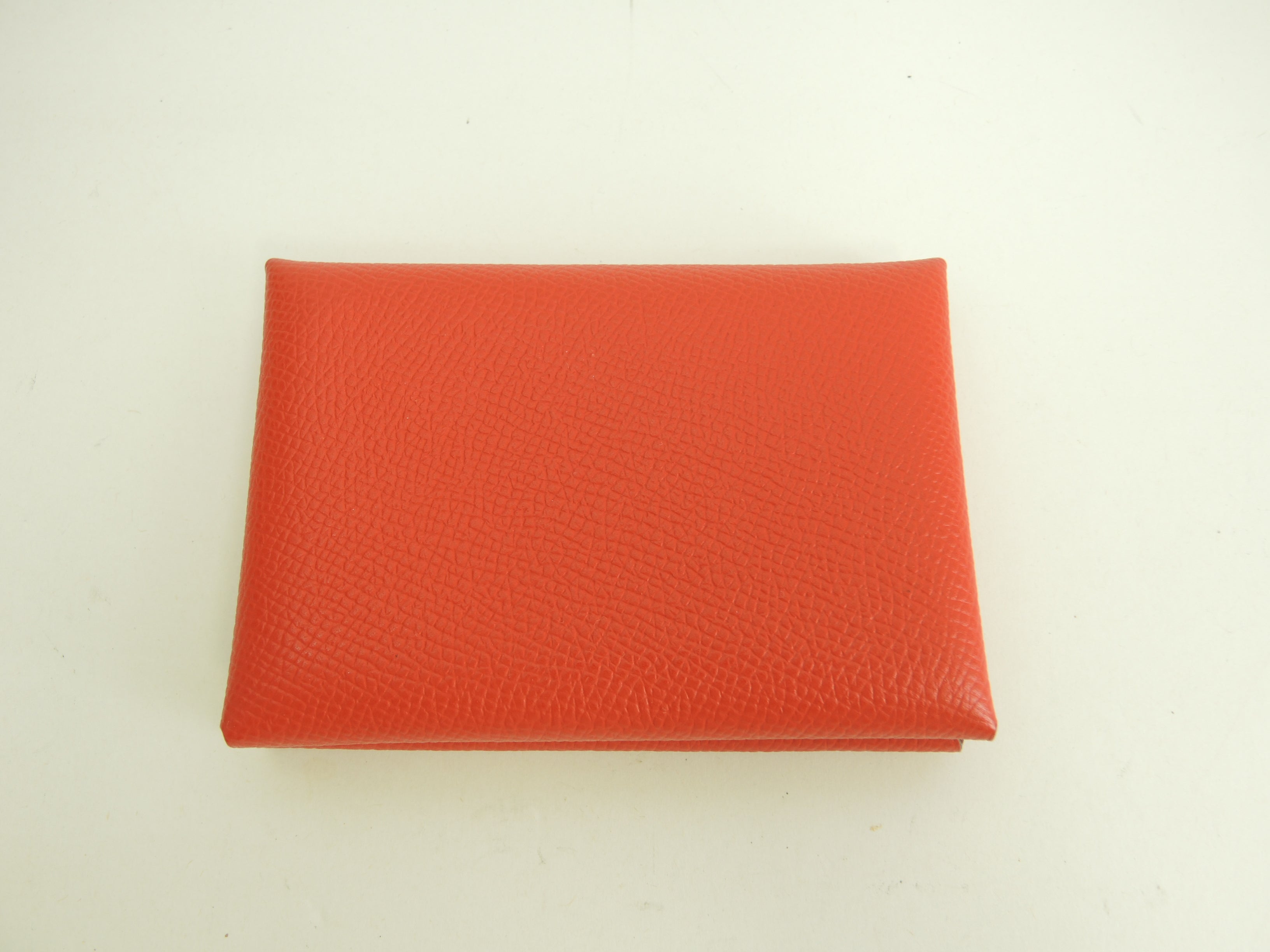 Hermès Calvi Duo Epsom Cinnabro portafoglio compatto mini borsa inutilizzato@U 3