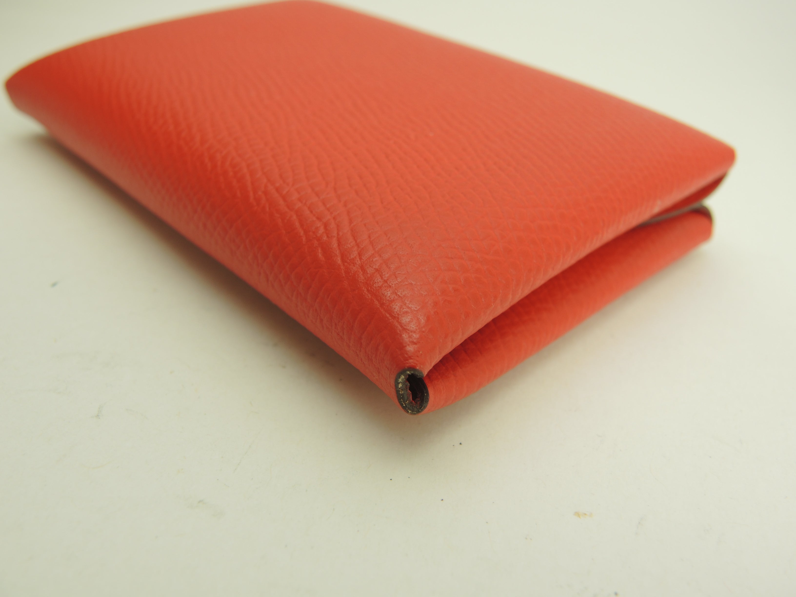 Hermès Calvi Duo Epsom Cinnabro portafoglio compatto mini borsa inutilizzato@U 3