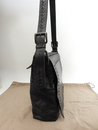 Bottega Veneta Borsa Messenger Coccodrillo/Pelle Nera Borsa a Tracolla@B00517184E