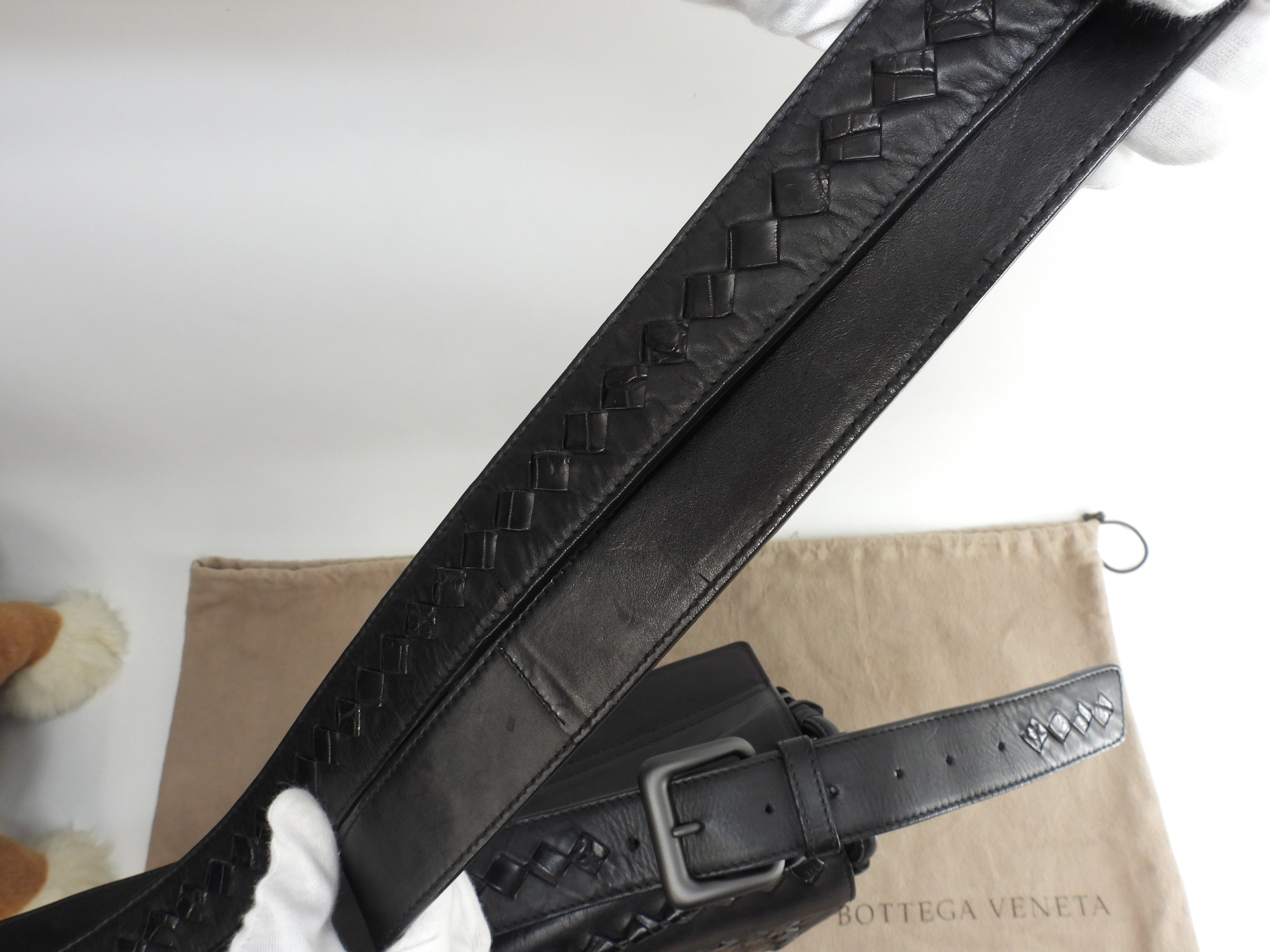 Bottega Veneta Borsa Messenger Coccodrillo/Pelle Nera Borsa a Tracolla@B00517184E