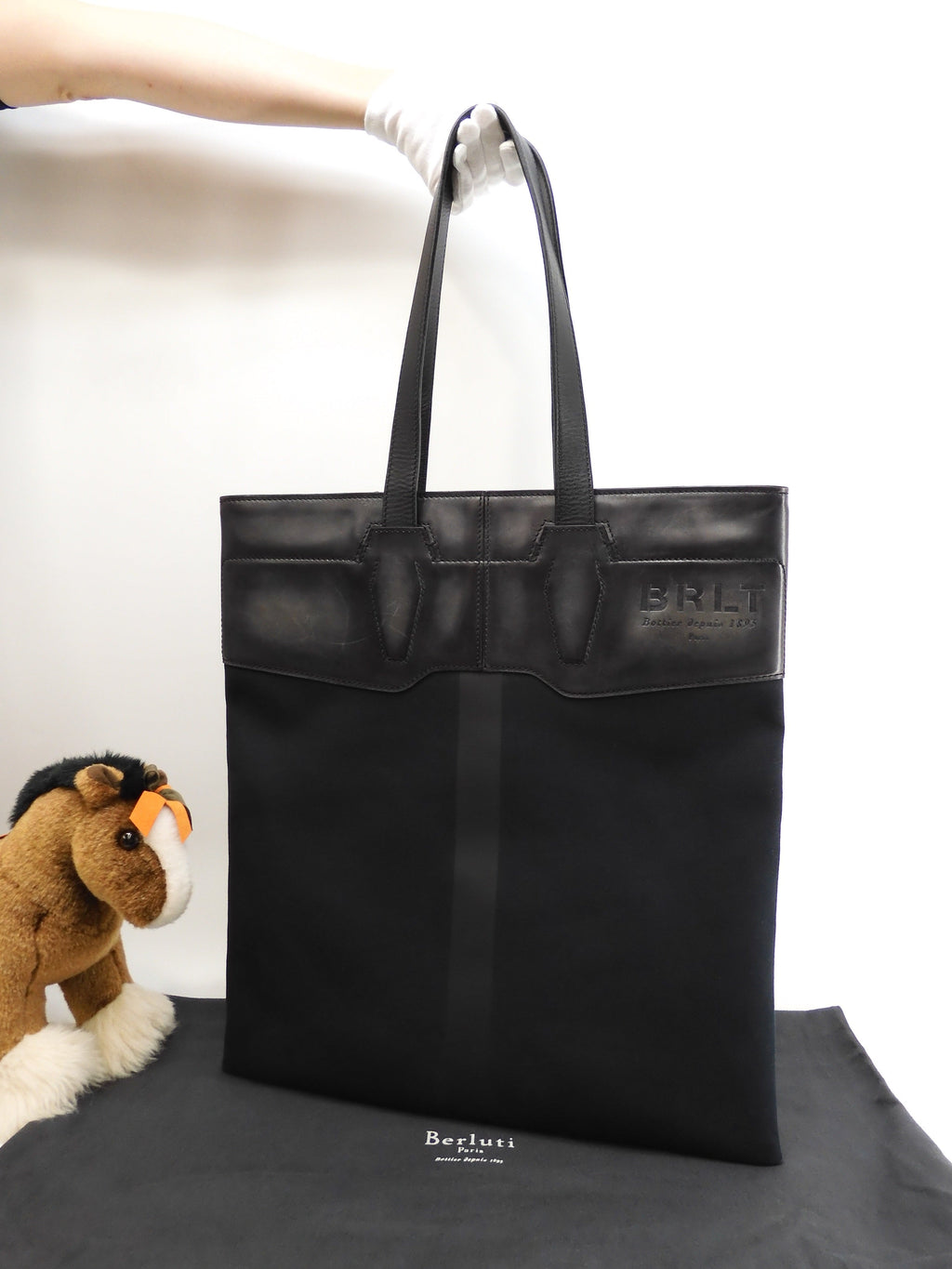 Berluti Château Conto/borsa tote sottile in pelle nera da uomo rarissima @U0147