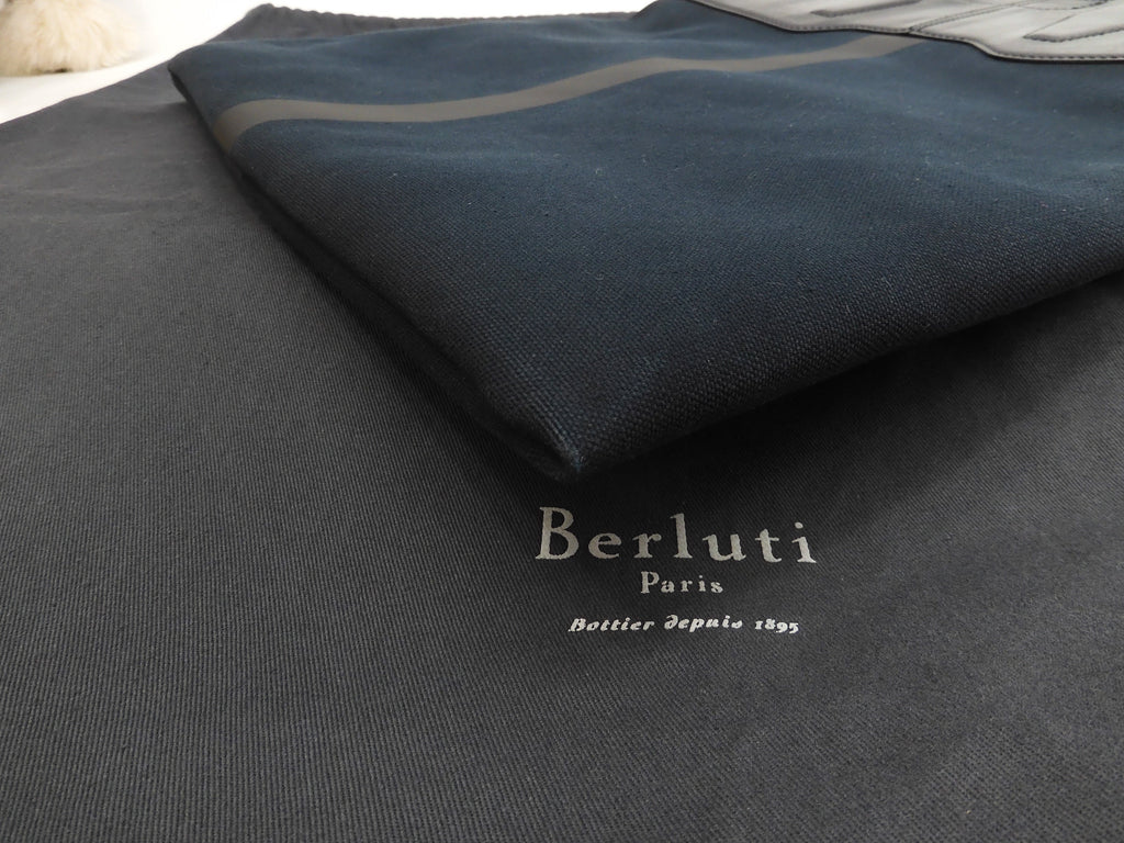 Berluti Château Conto/borsa tote sottile in pelle nera da uomo rarissima @U0147