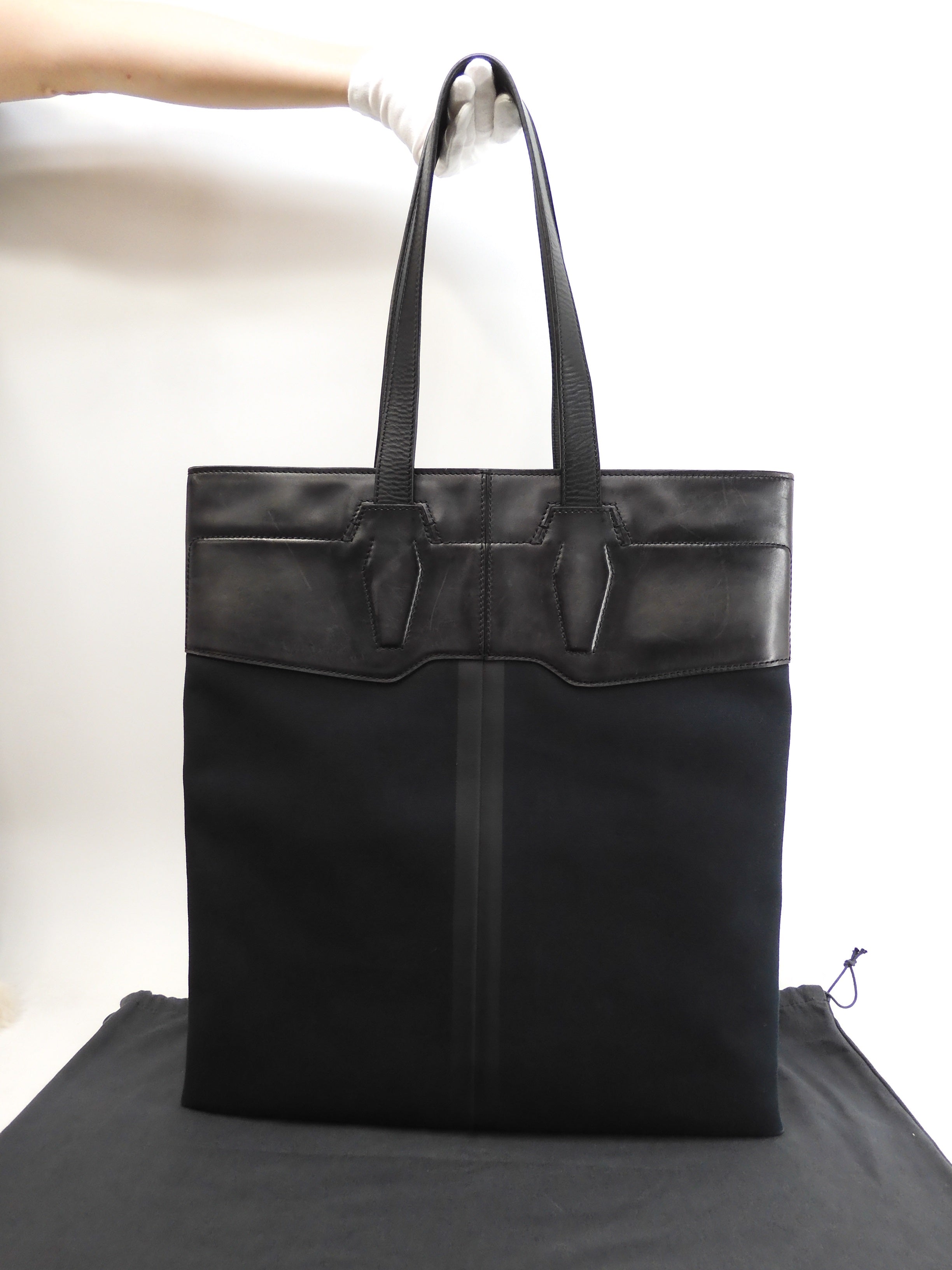 Berluti Château Conto/borsa tote sottile in pelle nera da uomo rarissima @U0147