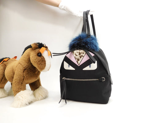 Fendi Zaino Piccolo Bag Bugs Mostro Nero Borsa a Sacco @ 20