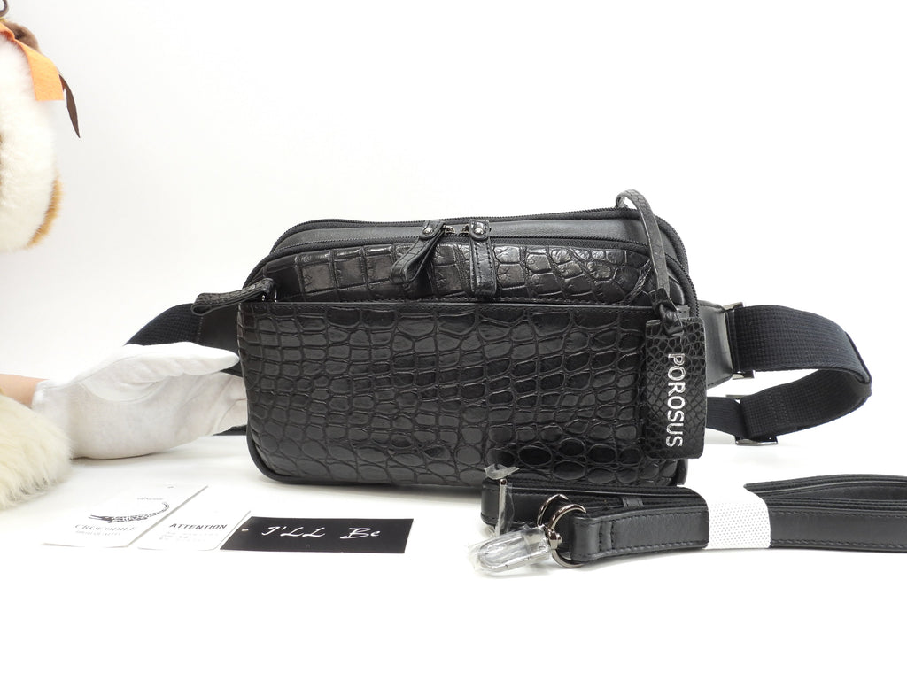 I'LLbe Bum Bag coccodrillo opaco nero Borsa a tracolla Pochette Nuovo@ 42