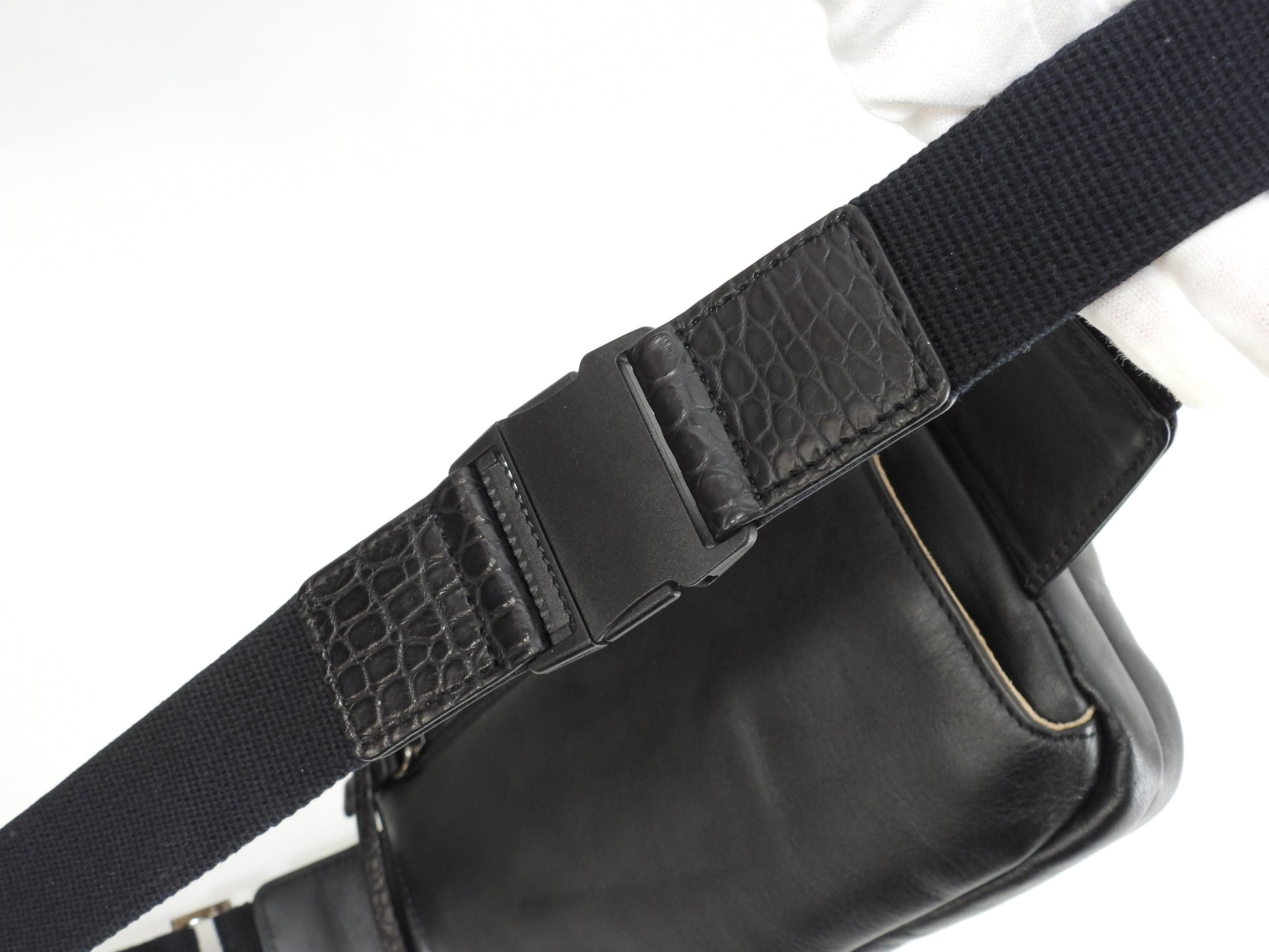 I'LLbe Bum Bag coccodrillo opaco nero Borsa a tracolla Pochette Nuovo@ 42