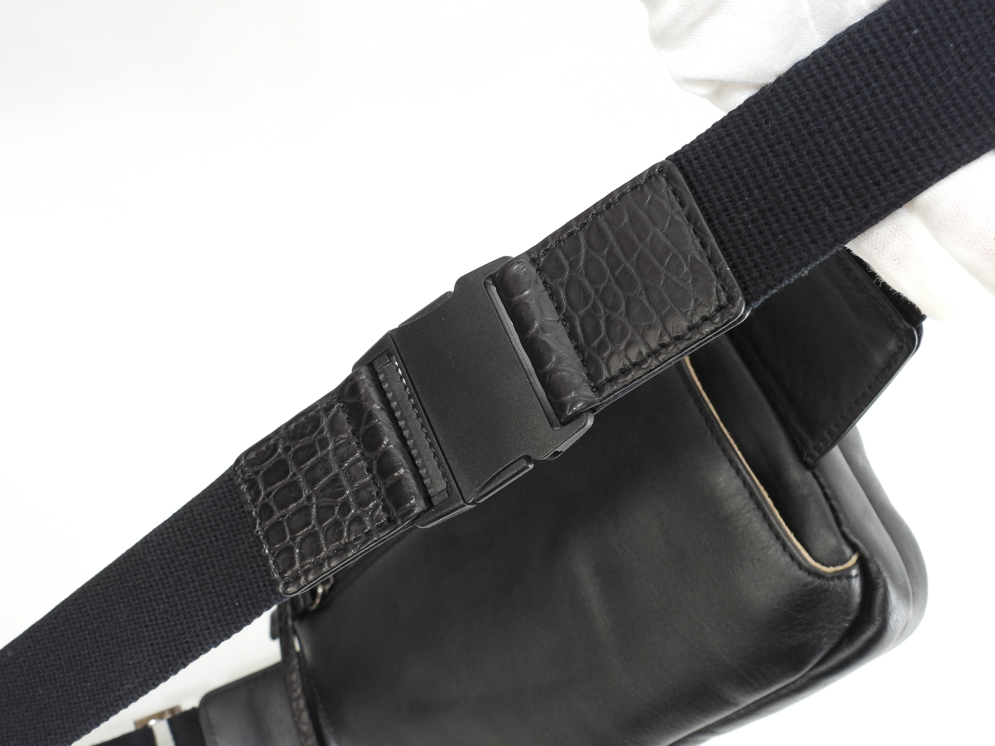 I'LLbe Bum Bag coccodrillo opaco nero Borsa a tracolla Pochette Nuovo@ 42