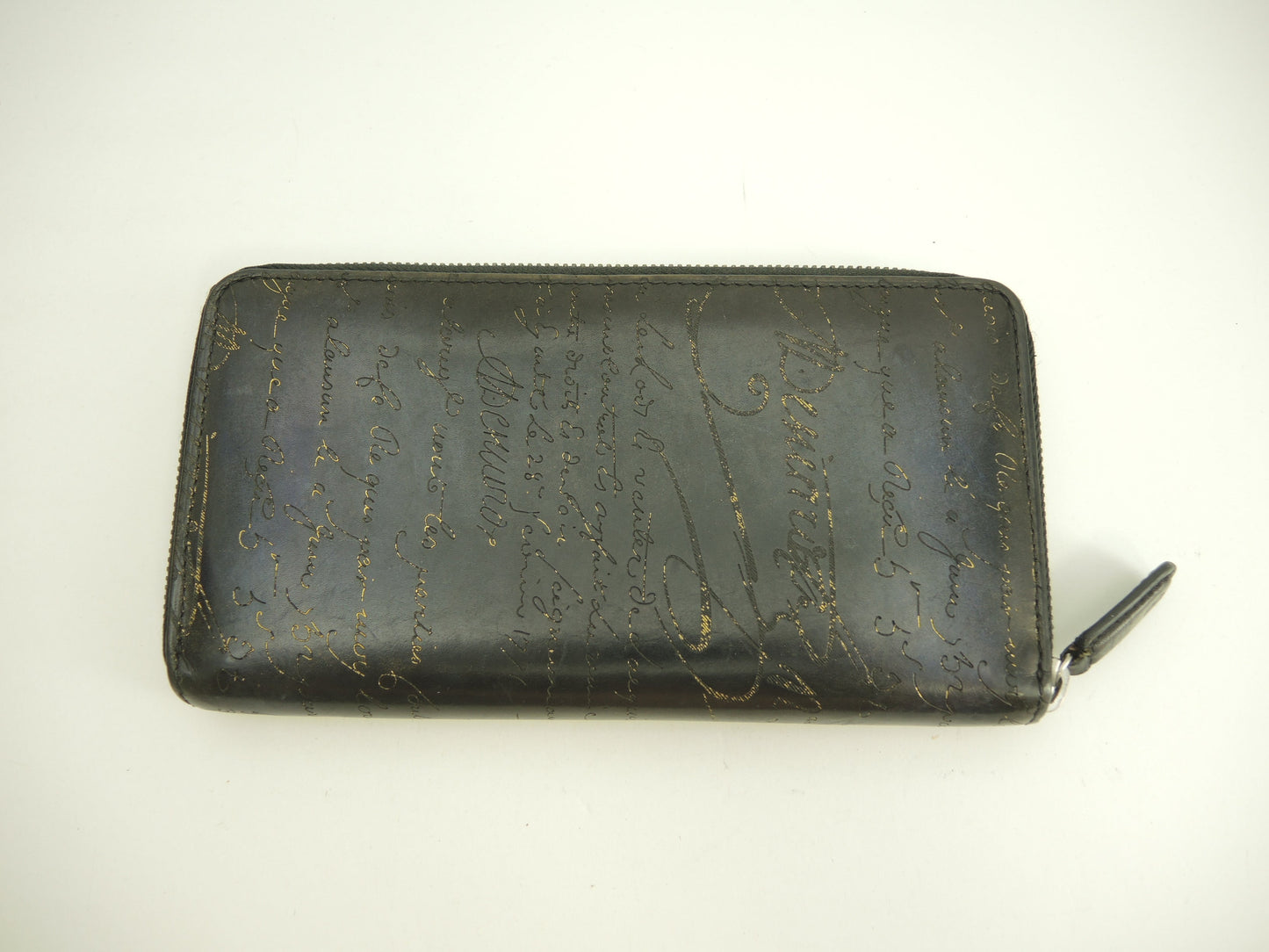 Berluti Itauba Gold Patina/Calligraphy Pelle blu Portafoglio lungo@F0179