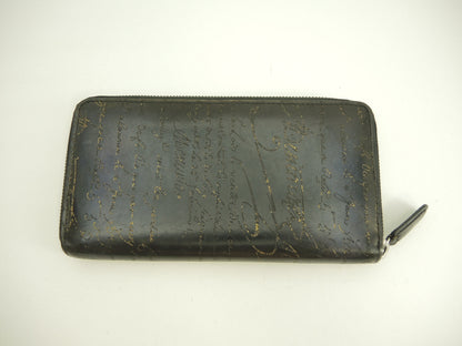 Berluti Itauba Gold Patina/Calligraphy Pelle blu Portafoglio lungo@F0179