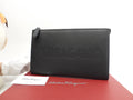 Salvatore Ferragamo Clutch Bag Logo a pois Pelle Nera Pochette Nuova @IY24A121 2