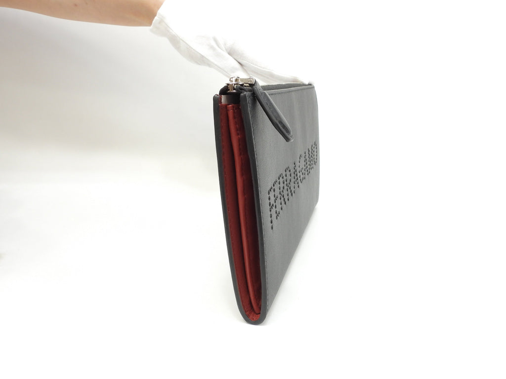 Salvatore Ferragamo Clutch Bag Logo a pois Pelle Nera Pochette Nuova @IY24A121 2