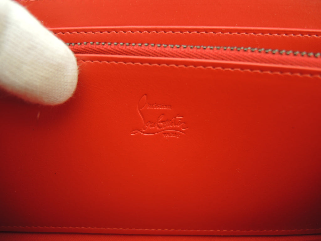 Christian Louboutin portafoglio lungo Panettone borchie pelle nera portafoglio con zip mai usato@ 6