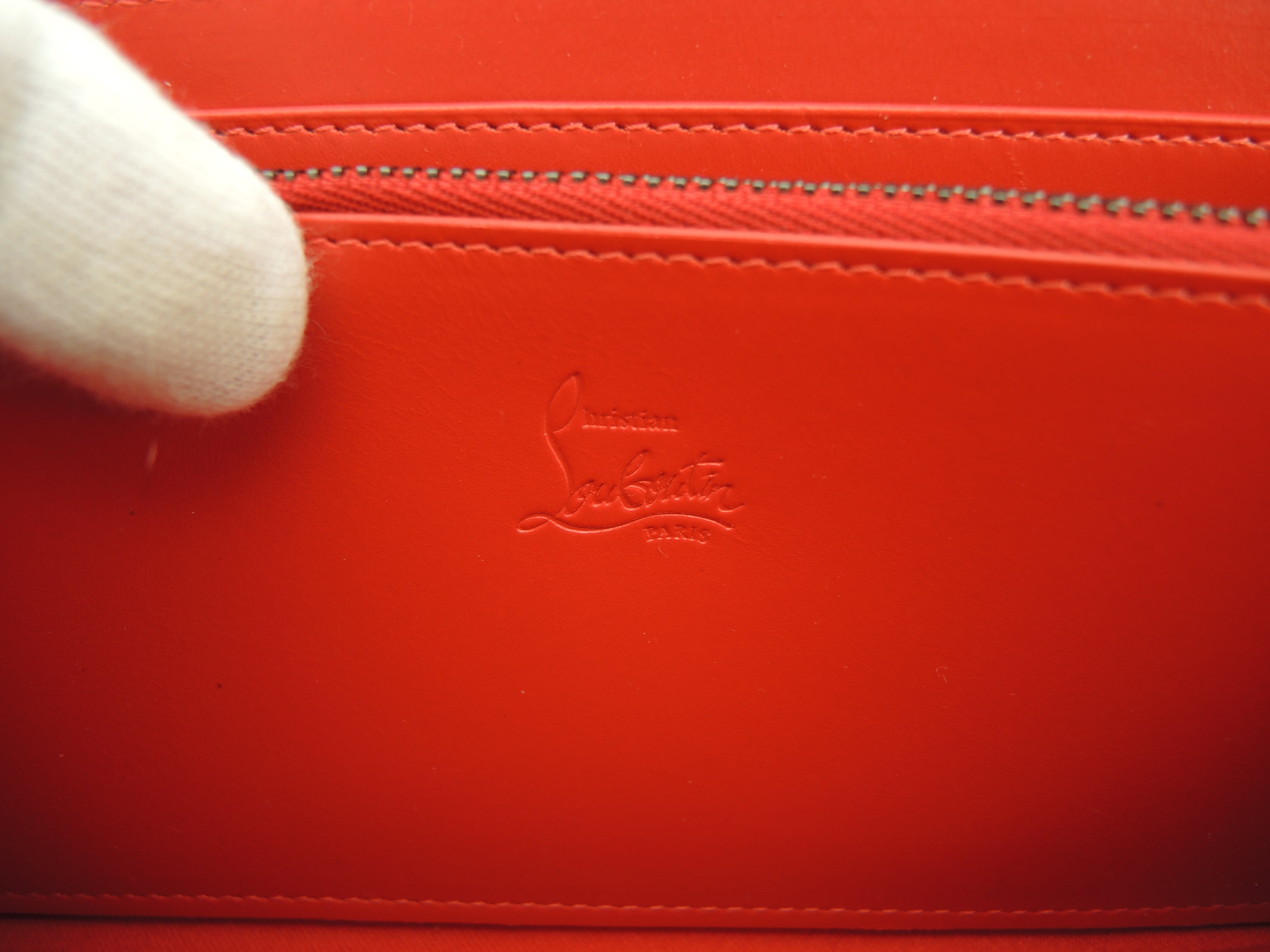 Christian Louboutin portafoglio lungo Panettone borchie pelle nera portafoglio con zip mai usato@ 6