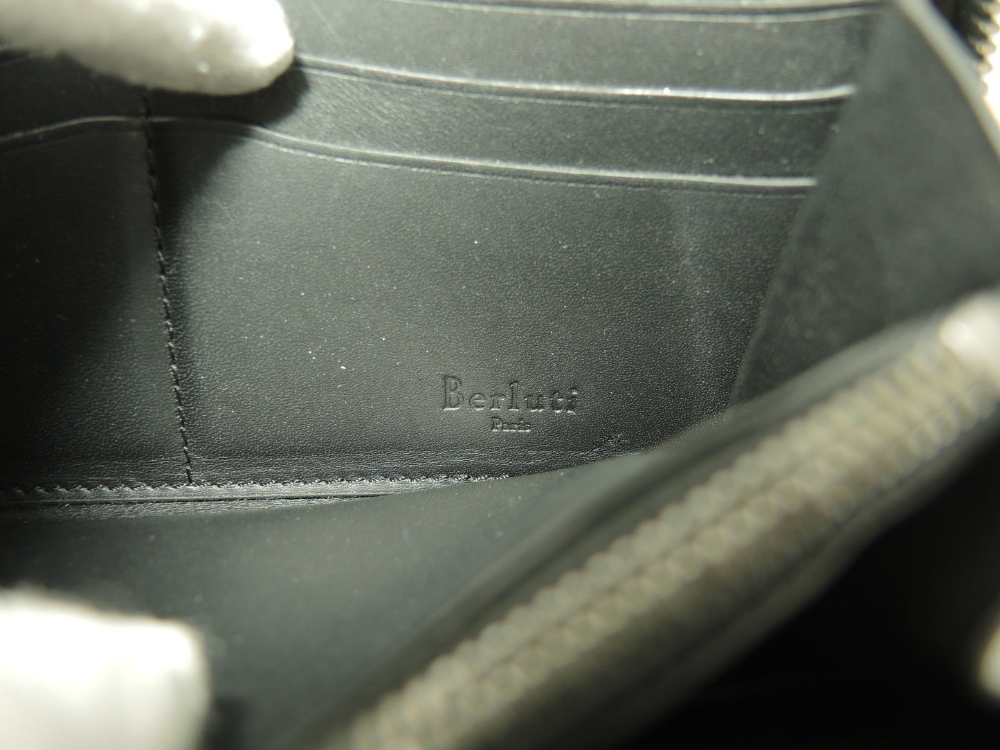 Berluti Itauba Gold Patina/Calligraphy Pelle blu Portafoglio lungo@F0179