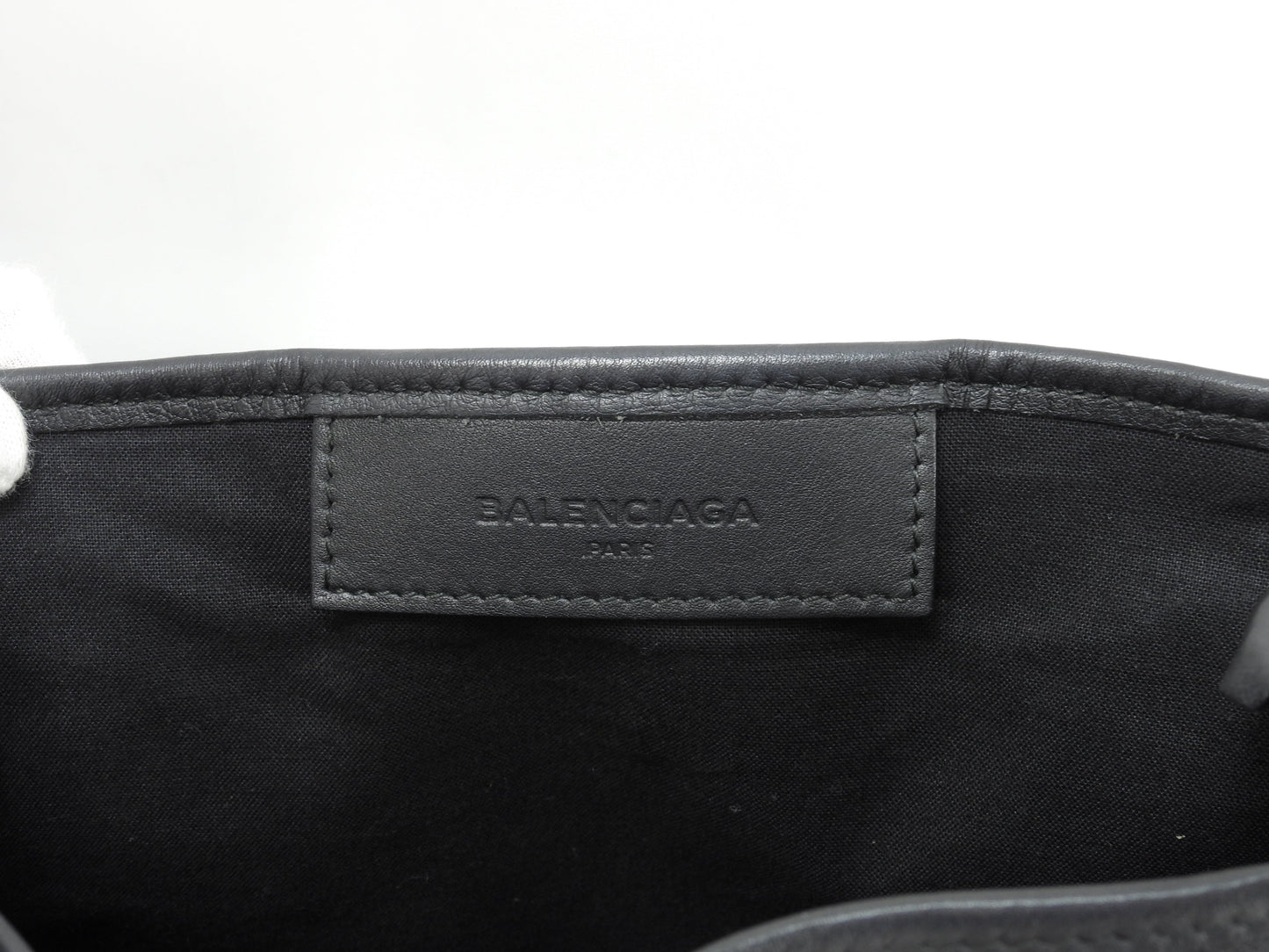 Balenciaga Navy Cabas XS in pelle nera, pochette mini borsa a mano, ottime condizioni @ 358