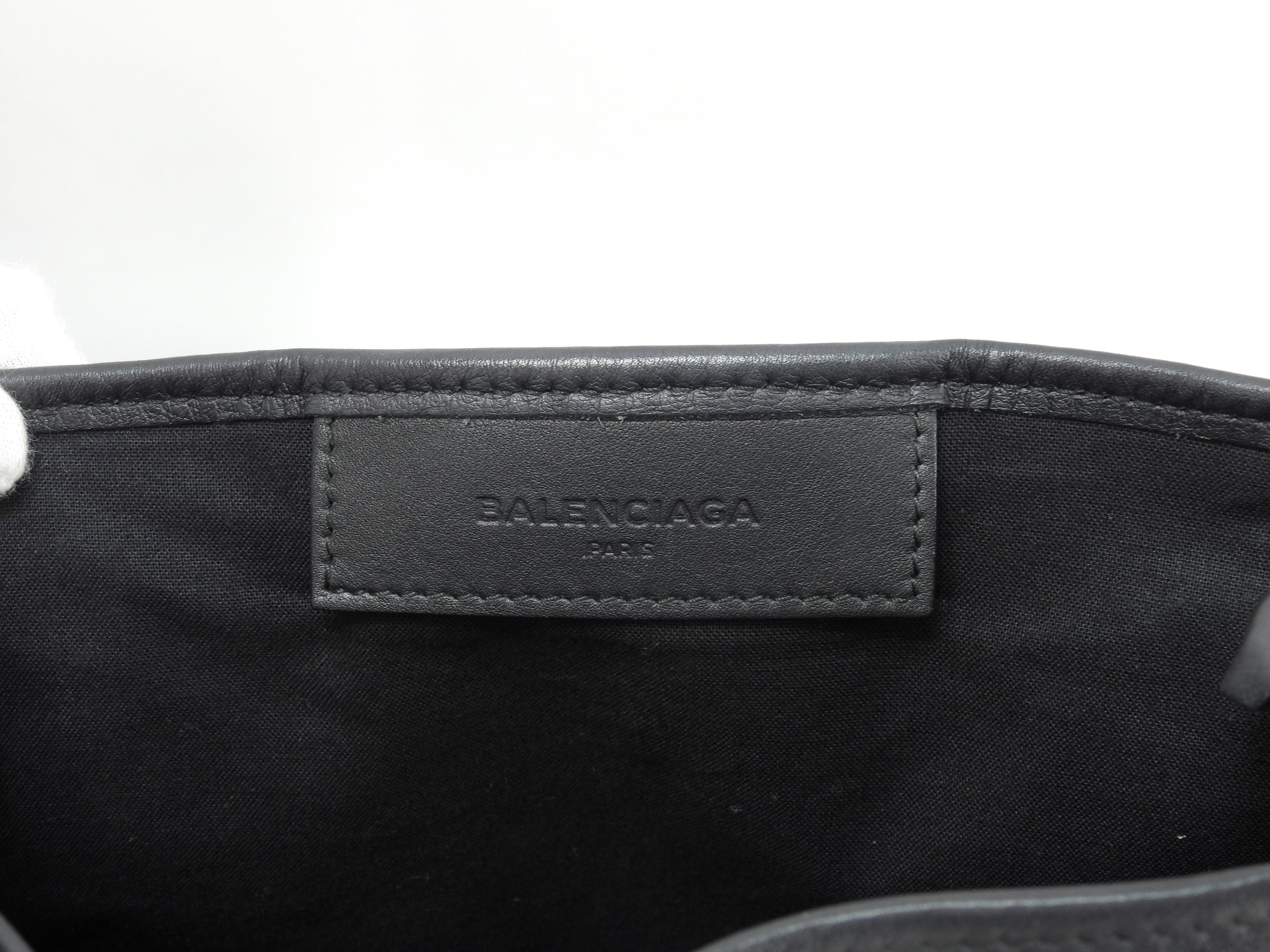 Balenciaga Navy Cabas XS in pelle nera, pochette mini borsa a mano, ottime condizioni @ 358