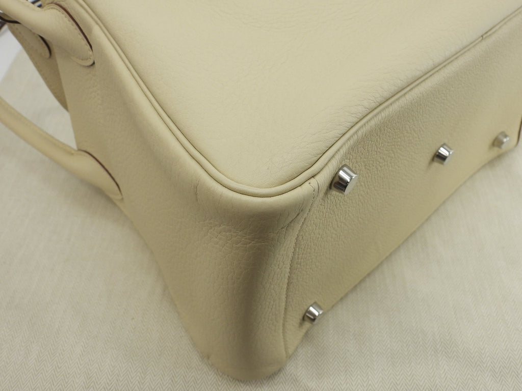 Hermès Lindy 30 in Clemence leather, color Parchemin, handbag with shoulder strap @□K 2