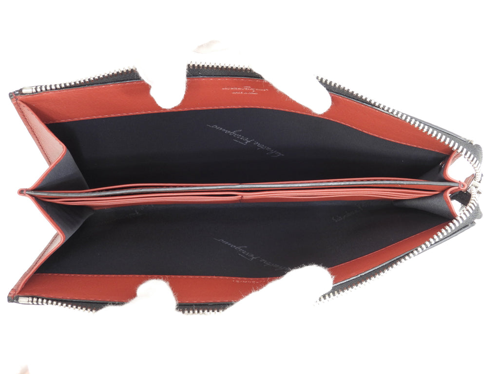 Salvatore Ferragamo Clutch Bag Logo a pois Pelle Nera Pochette Nuova @IY24A121 2