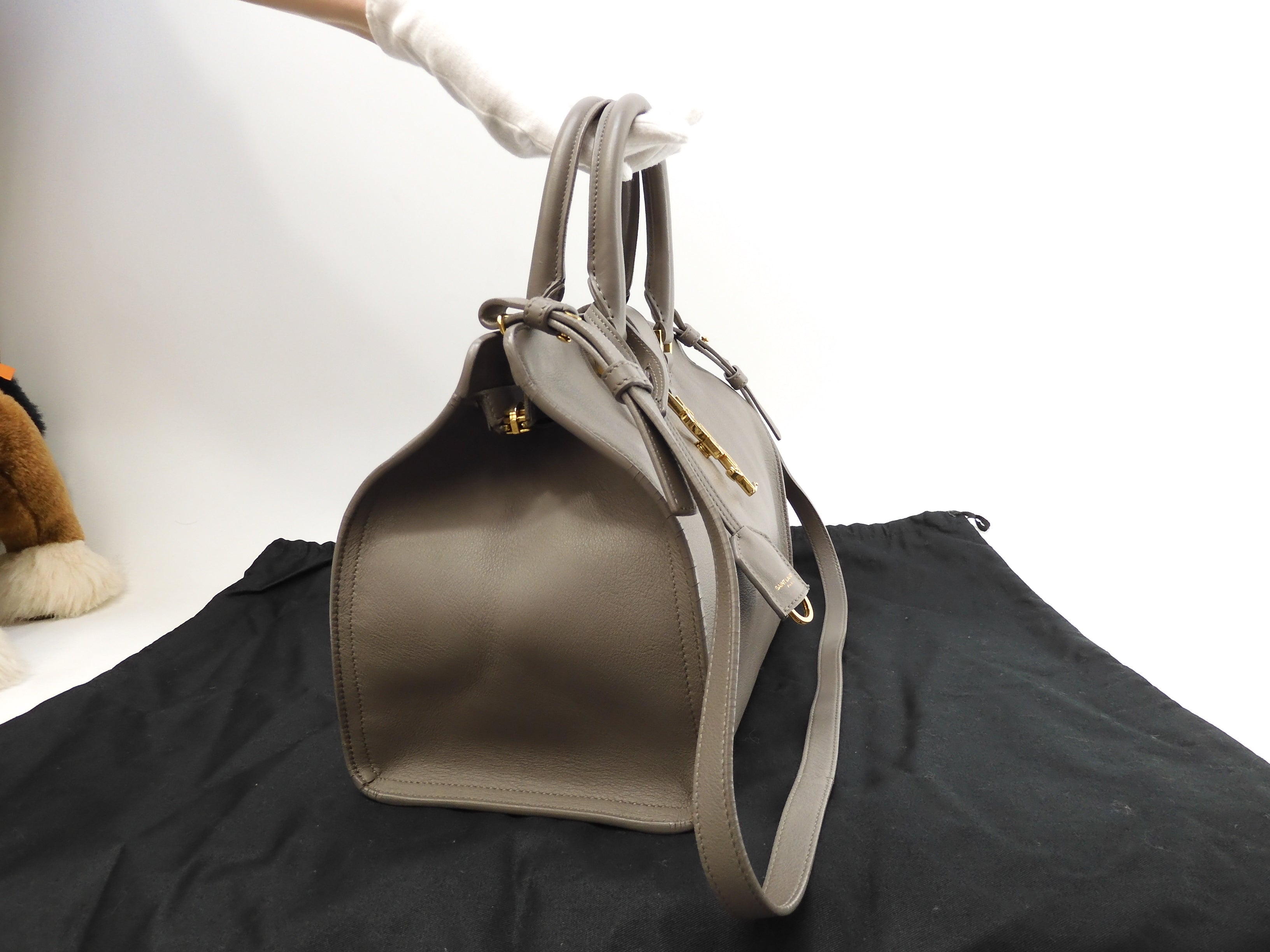 Saint Laurent Cabas Small YSL in pelle grigia Borsa a mano Classic YSL Cabas @ 75
