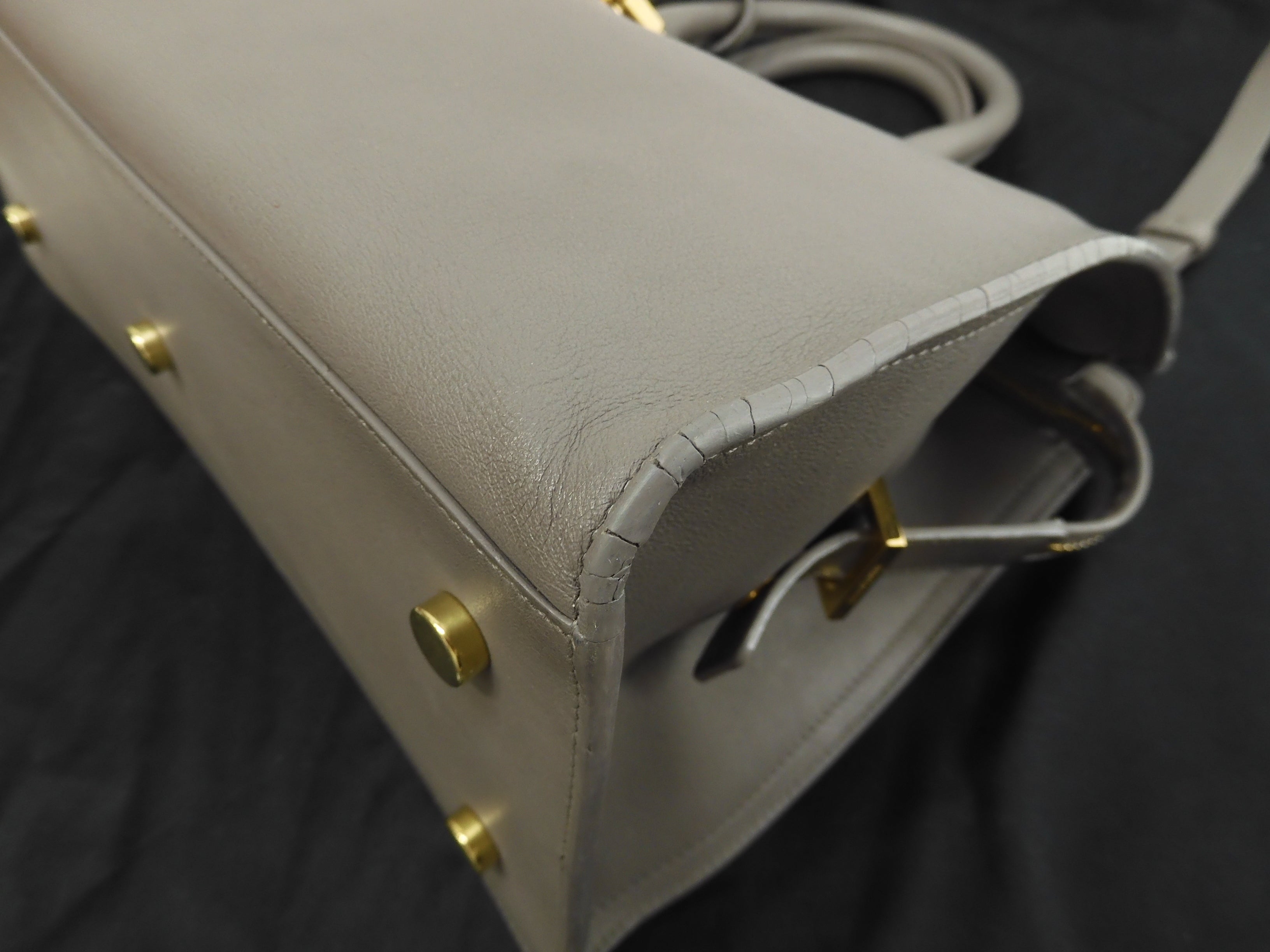 Saint Laurent Cabas Small YSL in pelle grigia Borsa a mano Classic YSL Cabas @ 75