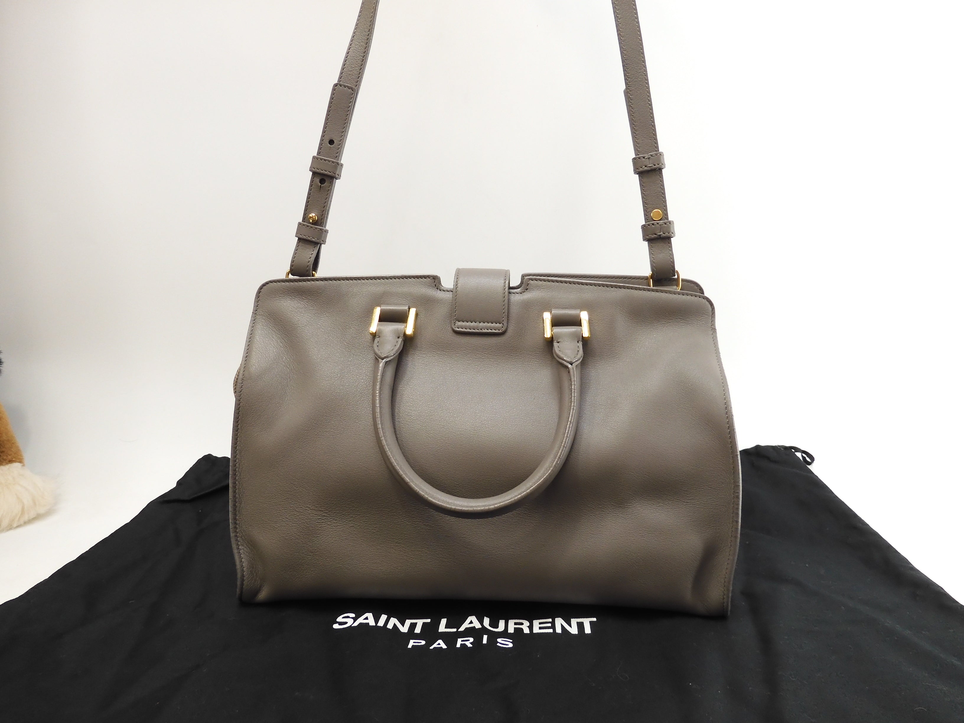 Saint Laurent Cabas Small YSL in pelle grigia Borsa a mano Classic YSL Cabas @ 75