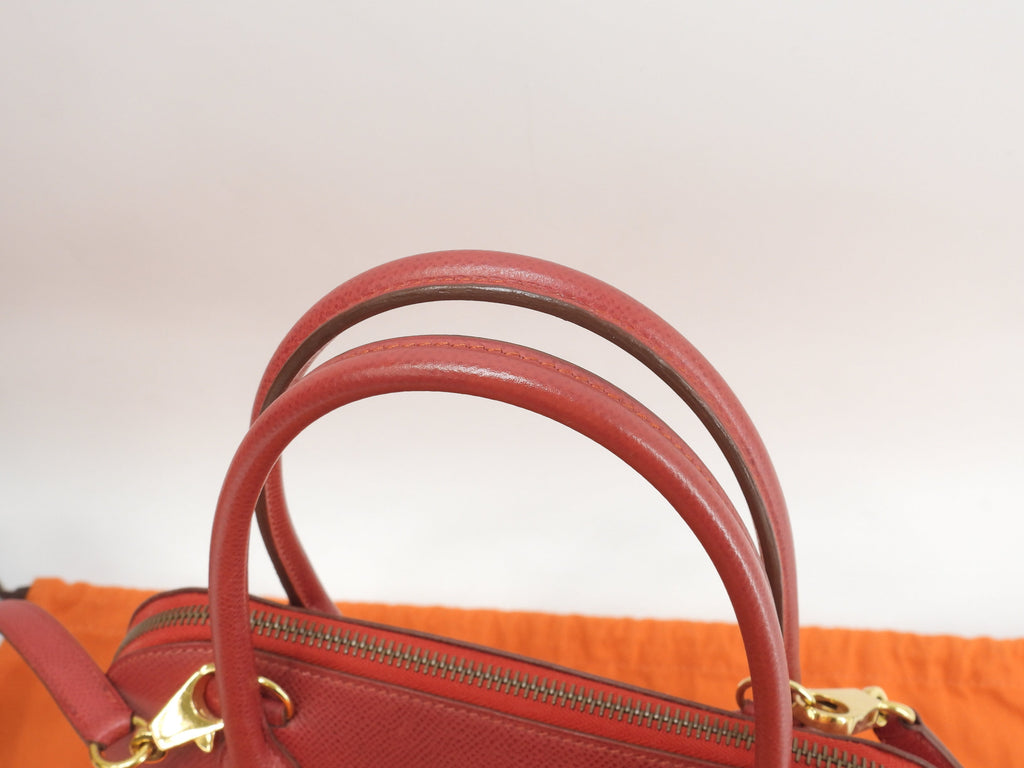 Hermès Bolide 27 Epsom rosso con hardware color oro mini borsa a mano con tracolla tote bag@〇Z