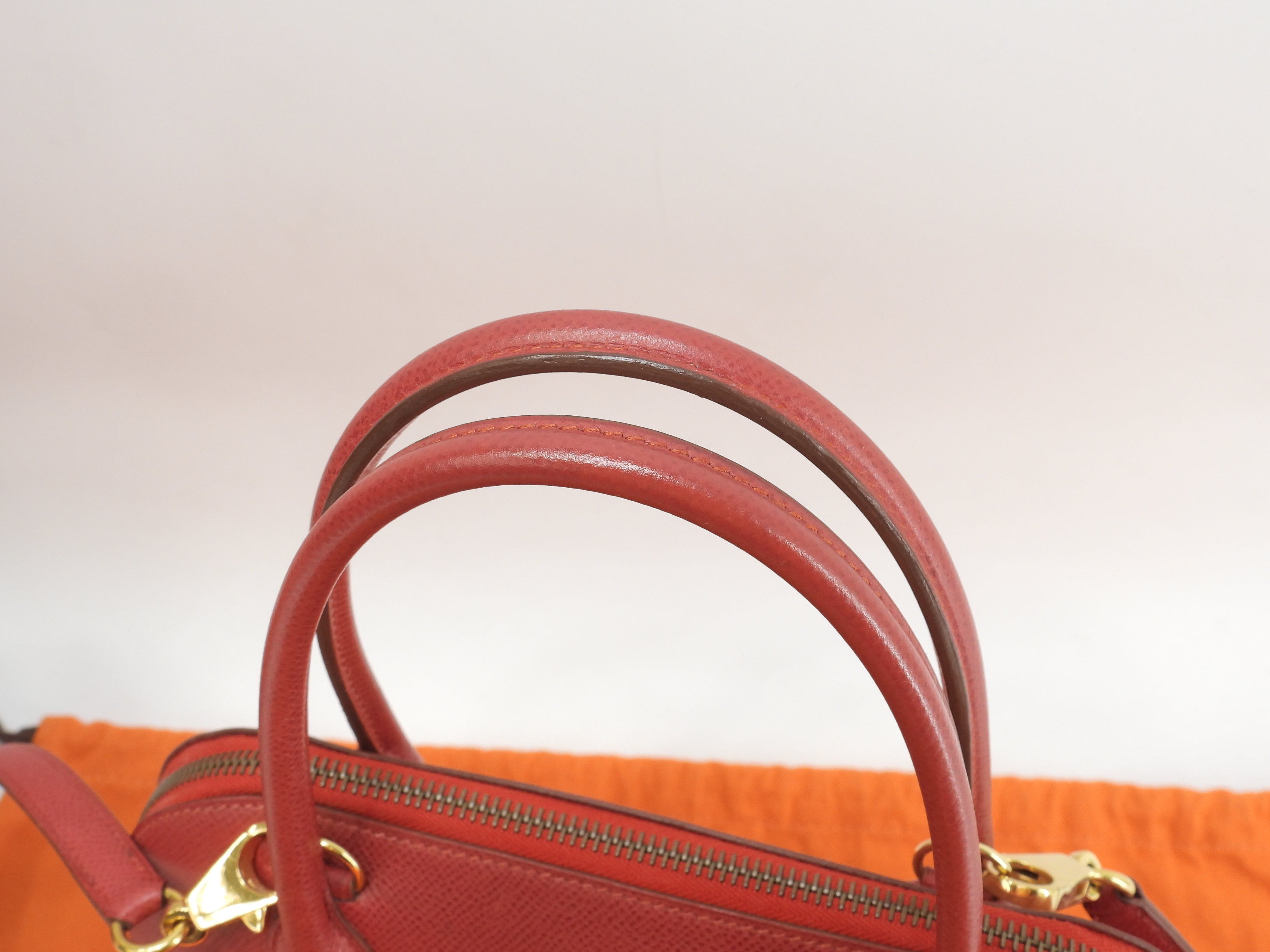 Hermès Bolide 27 Epsom rosso con hardware color oro mini borsa a mano con tracolla tote bag@〇Z