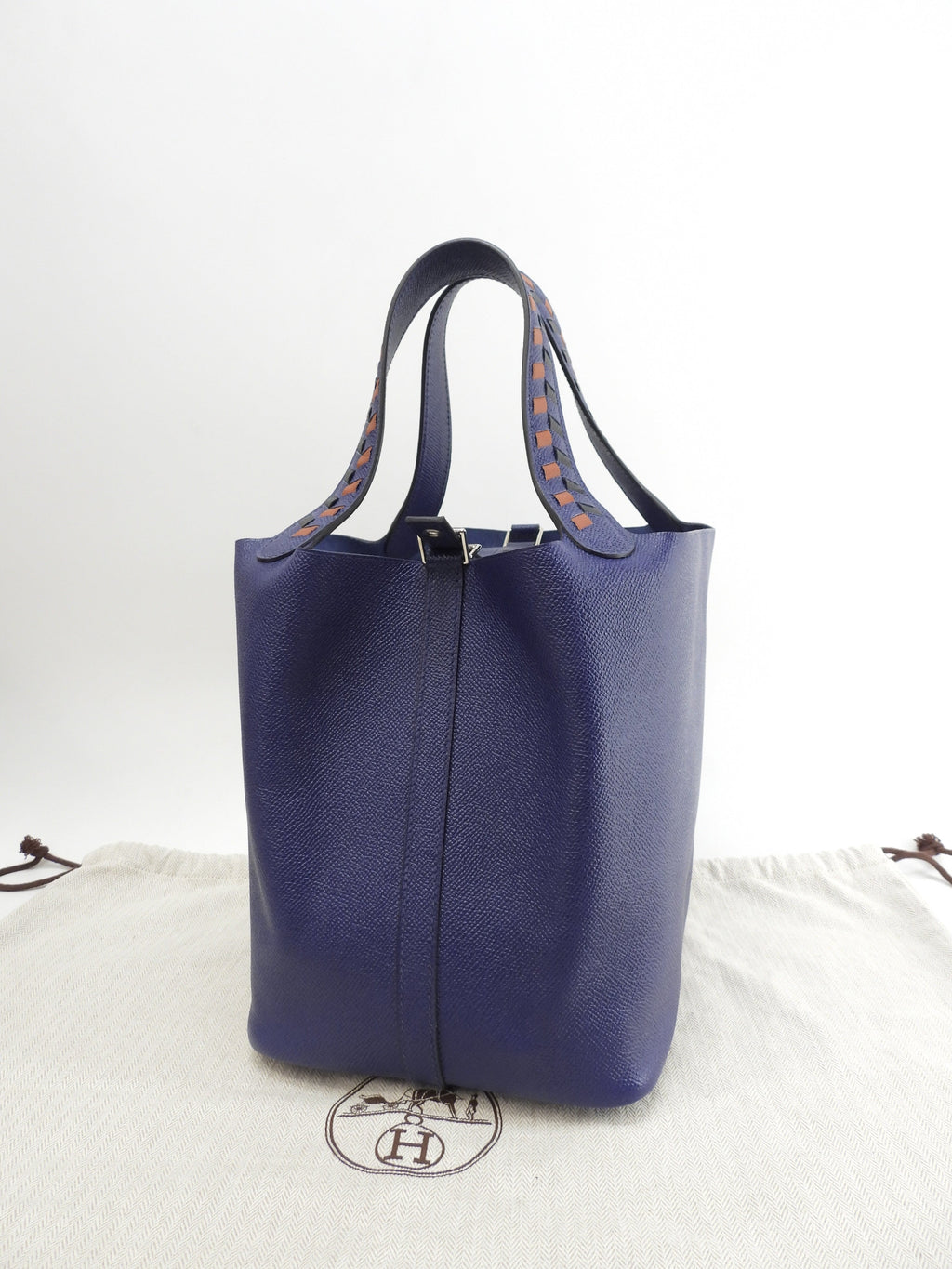Hermès Picotin Lock MM Tressage Epsom Blu Borsa a mano Shopper @D