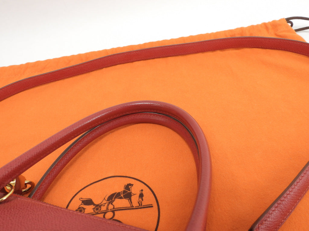 Hermès Bolide 27 Epsom rosso con hardware color oro mini borsa a mano con tracolla tote bag@〇Z
