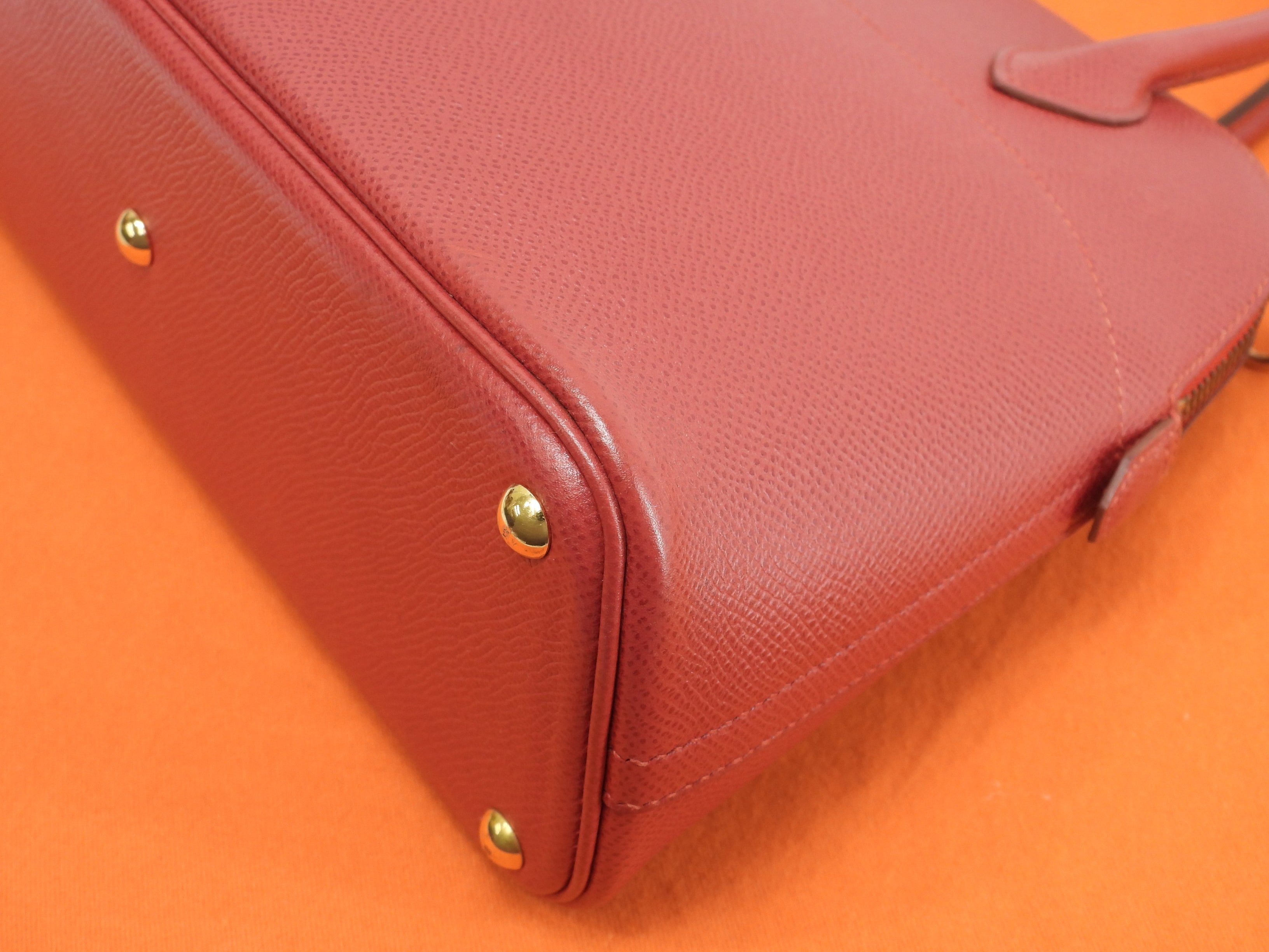 Hermès Bolide 27 Epsom rosso con hardware color oro mini borsa a mano con tracolla tote bag@〇Z