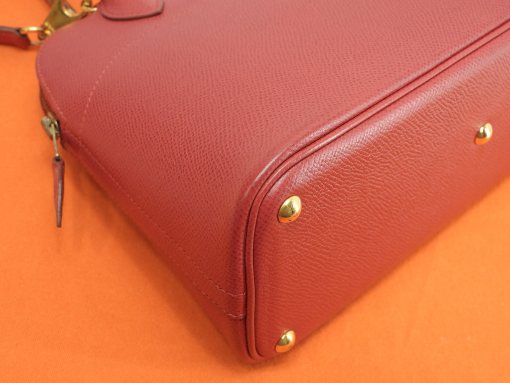 Hermès Bolide 27 Epsom rosso con hardware color oro mini borsa a mano con tracolla tote bag@〇Z