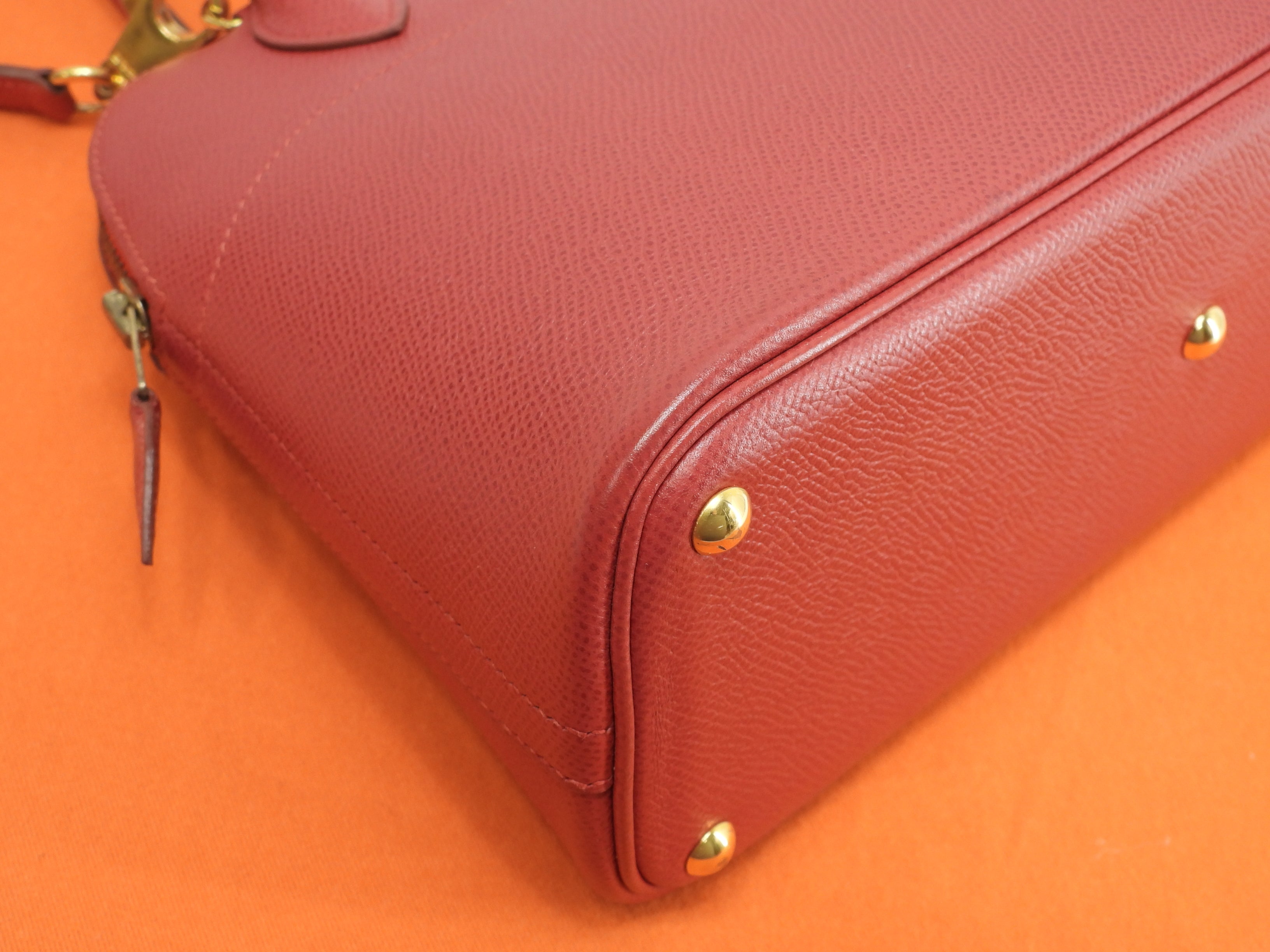 Hermès Bolide 27 Epsom rosso con hardware color oro mini borsa a mano con tracolla tote bag@〇Z