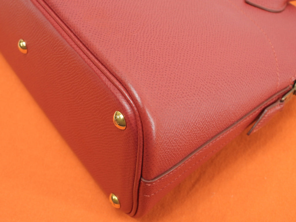 Hermès Bolide 27 Epsom rosso con hardware color oro mini borsa a mano con tracolla tote bag@〇Z