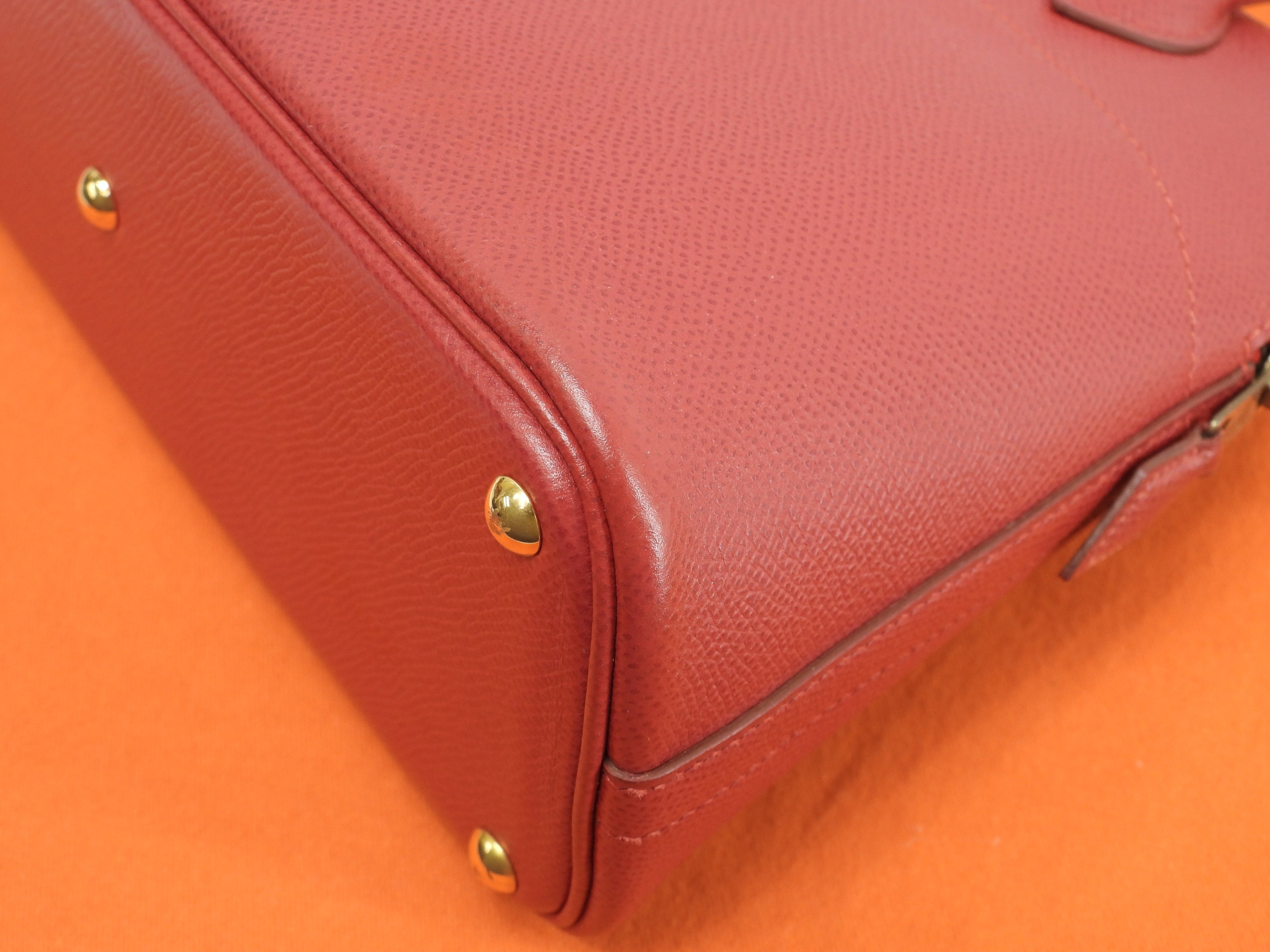 Hermès Bolide 27 Epsom rosso con hardware color oro mini borsa a mano con tracolla tote bag@〇Z
