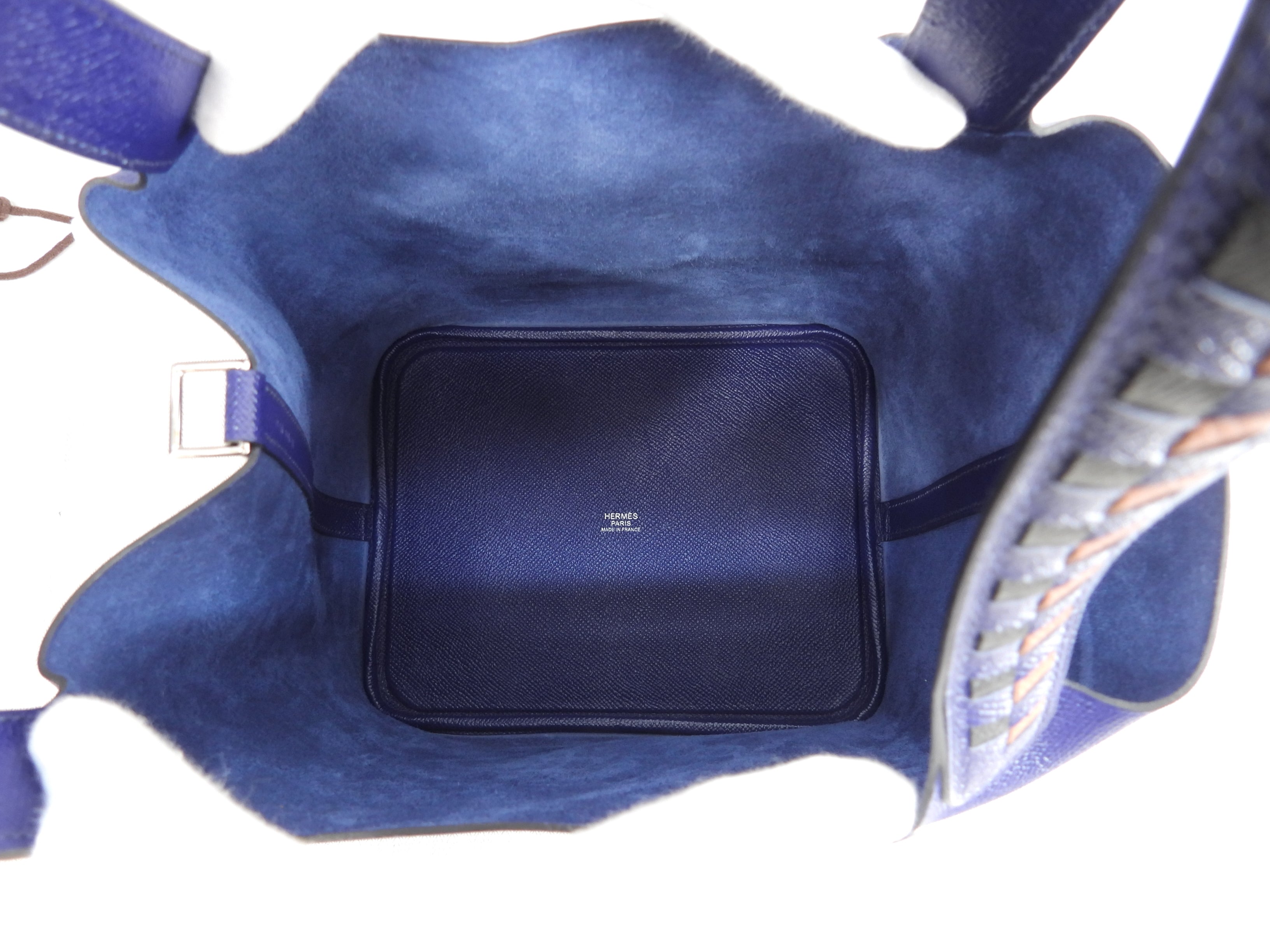 Hermès Picotin Lock MM Tressage Epsom Blu Borsa a mano Shopper @D