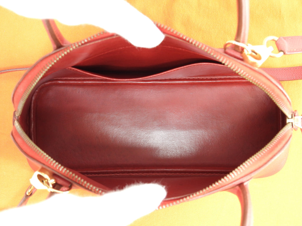 Hermès Bolide 27 Epsom rosso con hardware color oro mini borsa a mano con tracolla tote bag@〇Z