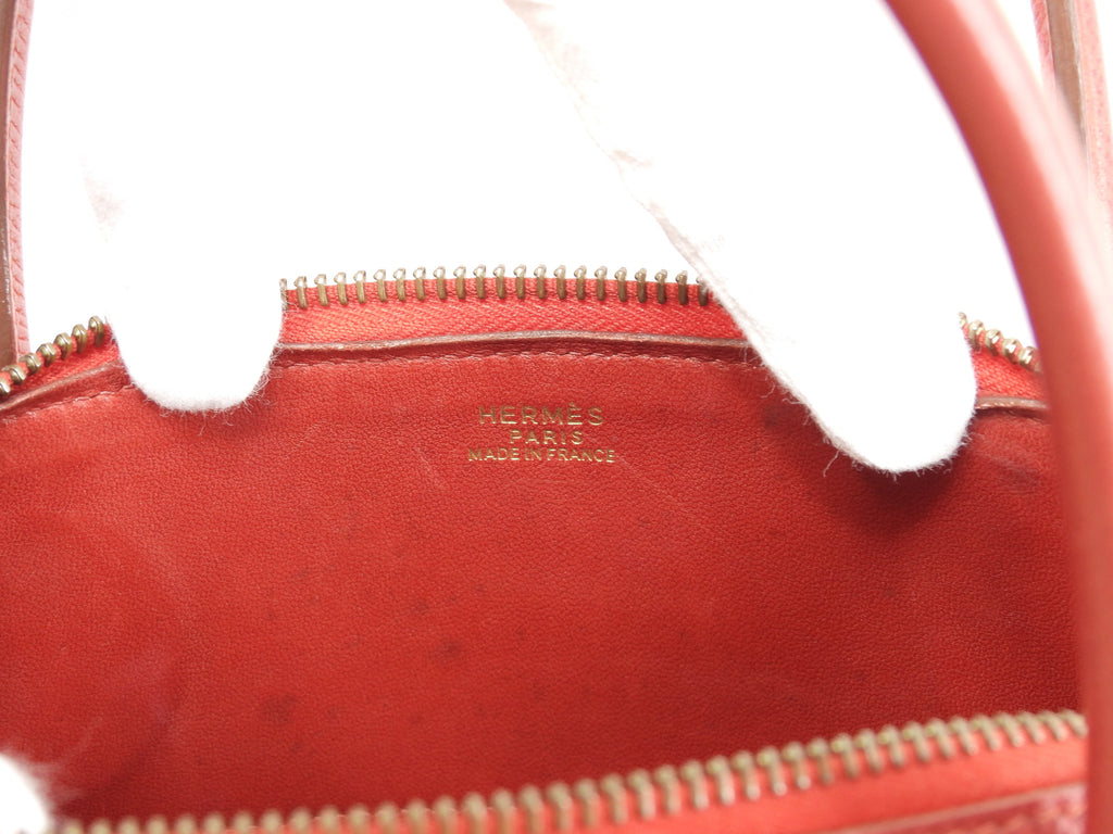 Hermès Bolide 27 Epsom rosso con hardware color oro mini borsa a mano con tracolla tote bag@〇Z