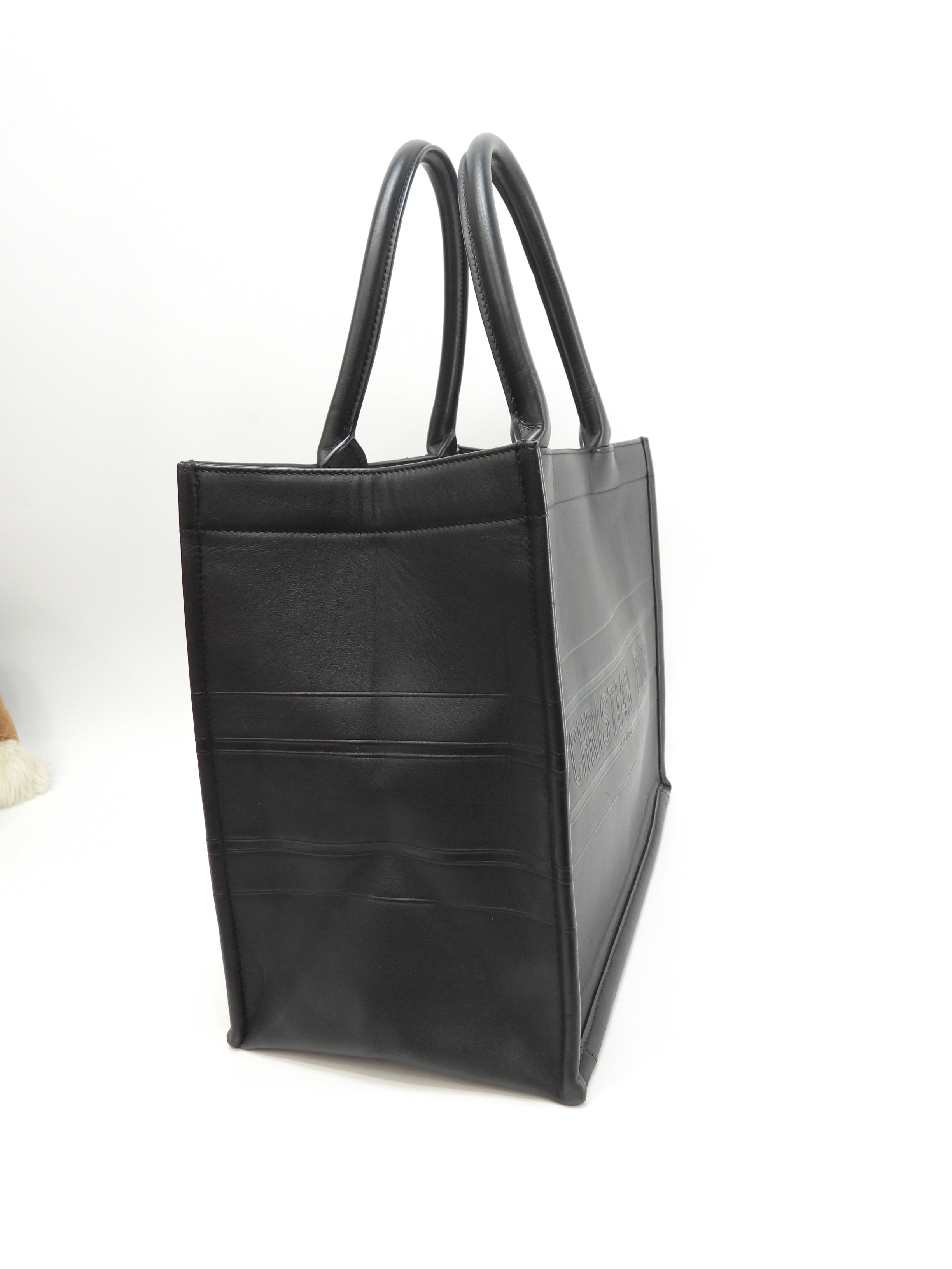 Borsa a mano Christian Dior Book Tote media in pelle nera, condizioni eccellenti@62-MA-0292
