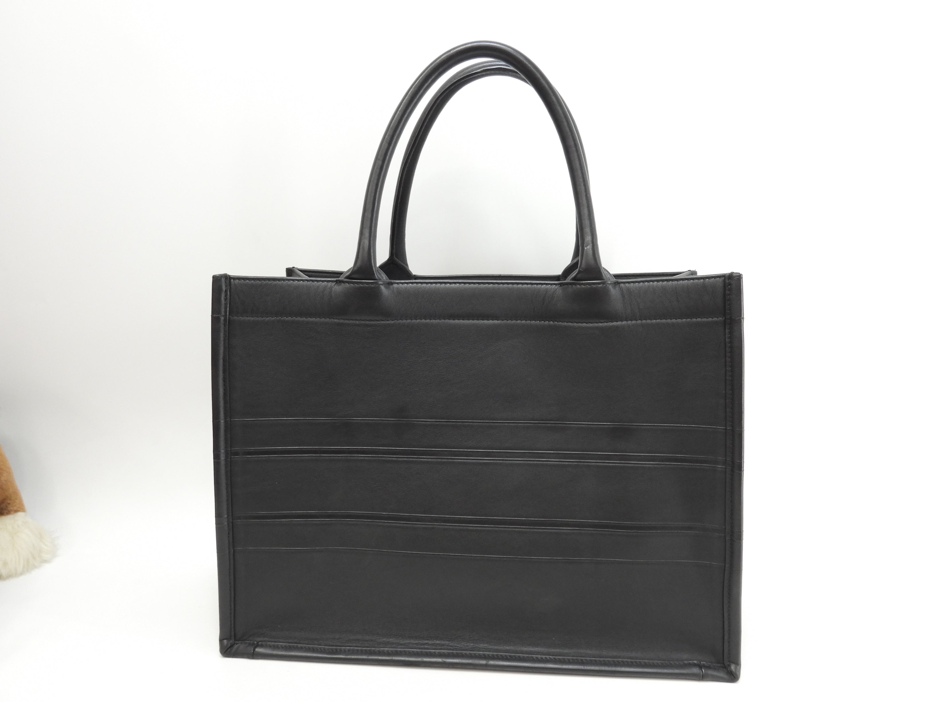 Borsa a mano Christian Dior Book Tote media in pelle nera, condizioni eccellenti@62-MA-0292