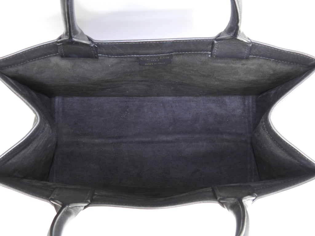 Borsa a mano Christian Dior Book Tote media in pelle nera, condizioni eccellenti@62-MA-0292
