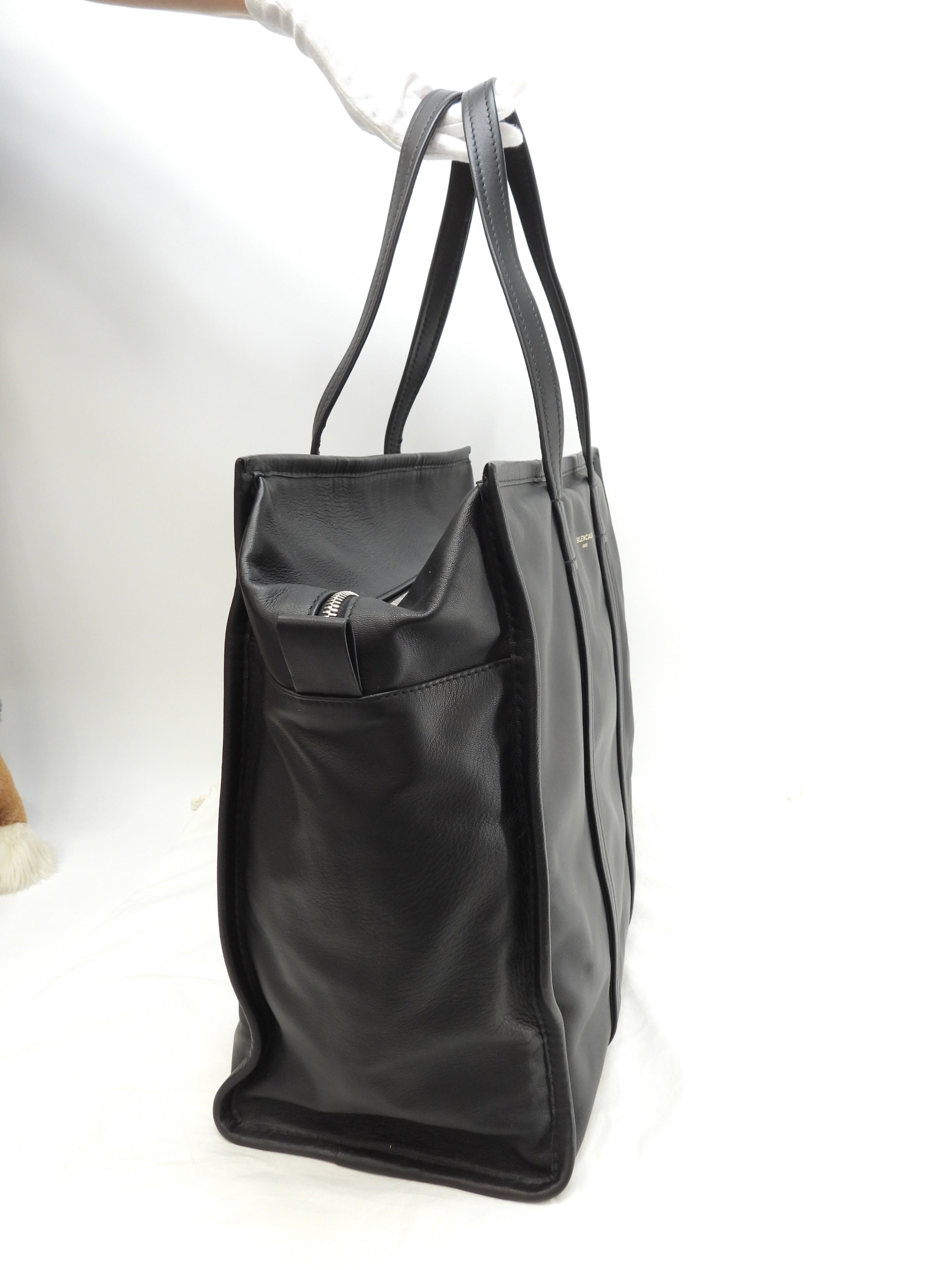 Borsa tote grande Balenciaga Bazar Shopper in pelle nera da uomo, usata, come nuova@ 1