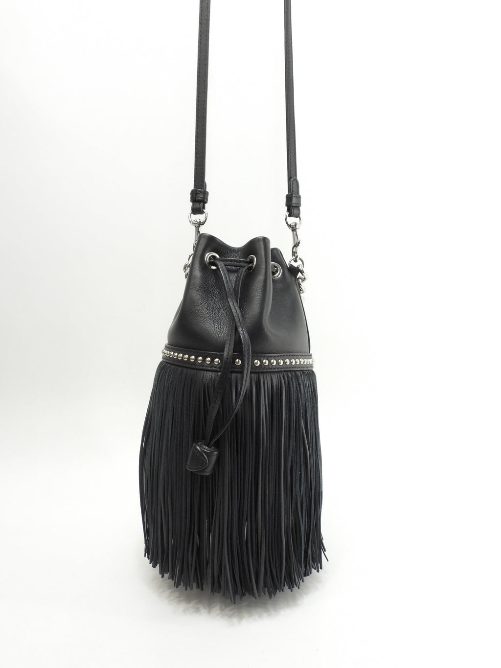 J&Mdavidson カーニバルミニ フリンジ レザー黒 ポシェット 2Wayハンドバッグ 極美品@ 7