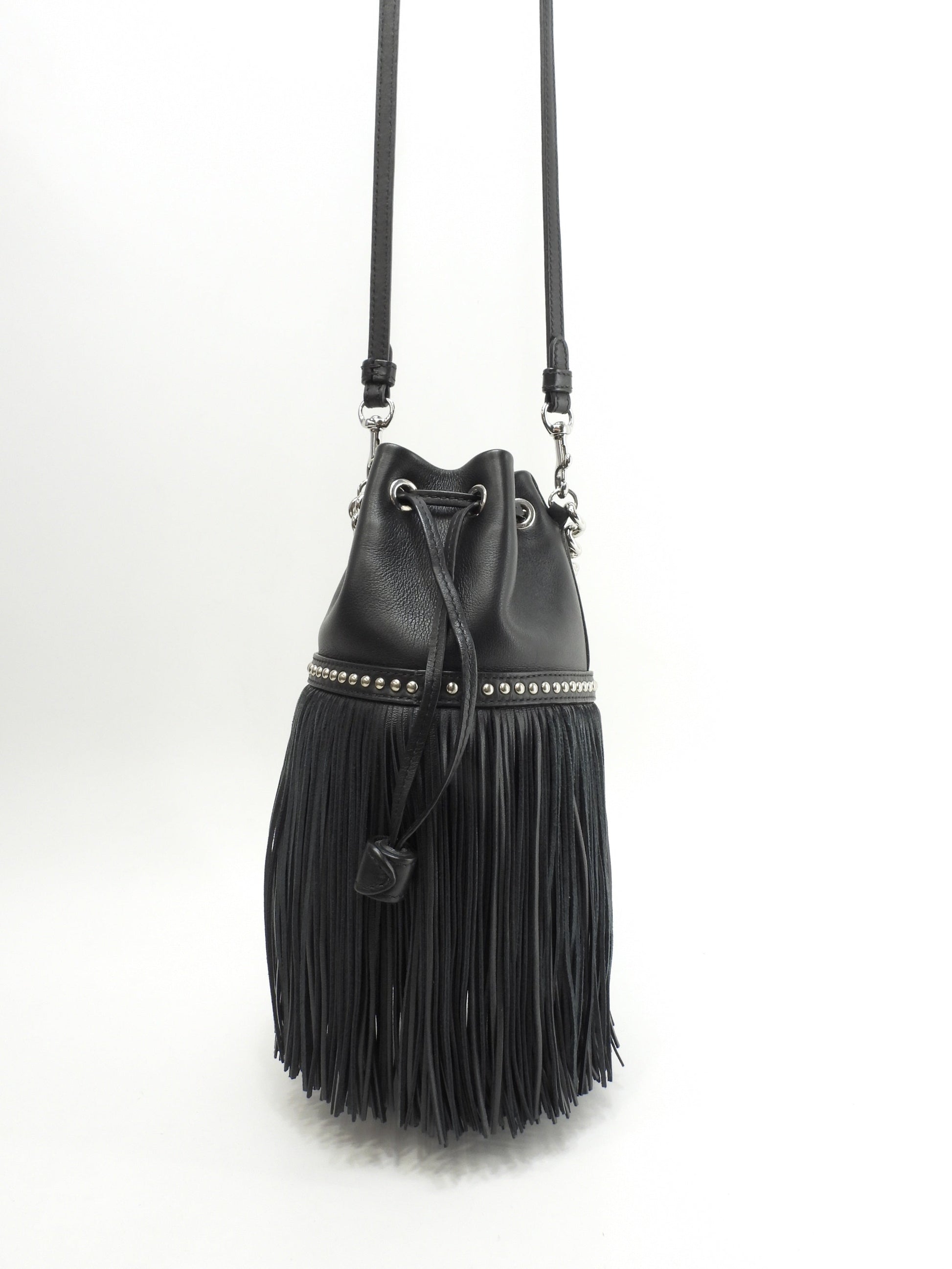 J&Mdavidson カーニバルミニ フリンジ レザー黒 ポシェット 2Wayハンドバッグ 極美品@ 7