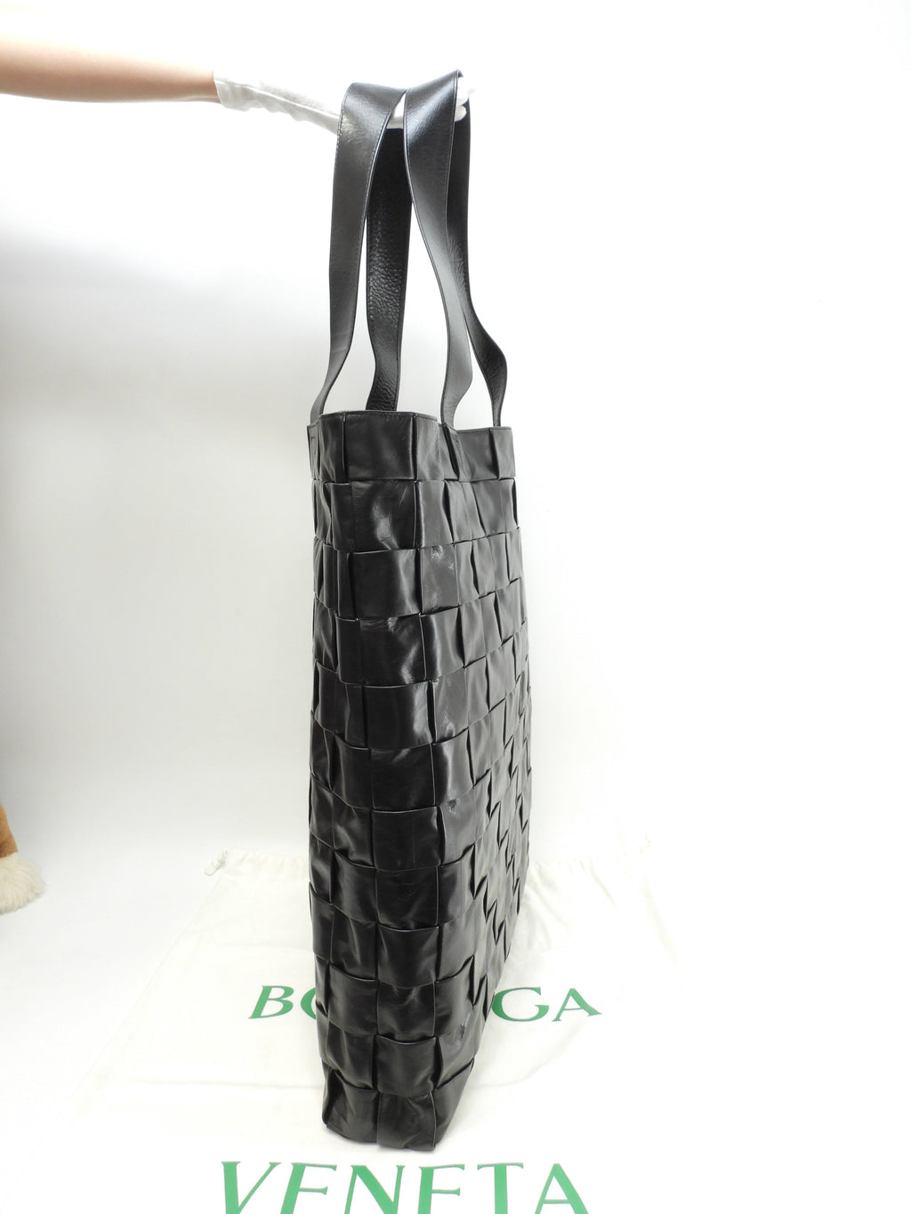 Bottega Veneta Borsa tote da uomo grande Cassette in pelle nera Borsa a tracolla verticale Ottime condizioni@B09253579C