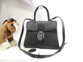 Delvaux Brillant MM Pelle goffrata nera Borsa a mano Pochette Kelly Ottime condizioni@ 95