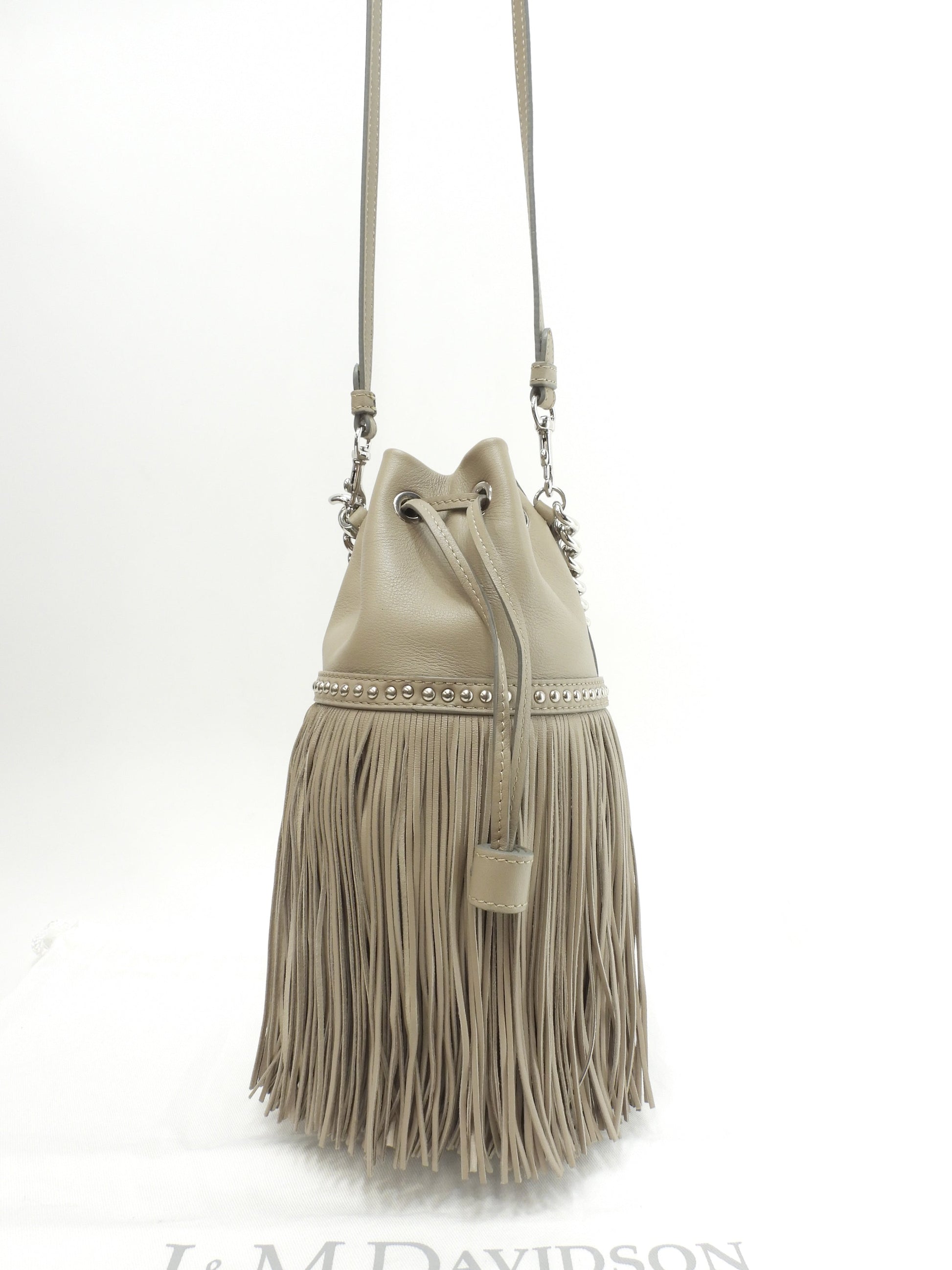 J&Mdavidson カーニバルミニ フリンジ レザー灰 ポシェット 2Wayハンドバッグ 極美品@TBJ