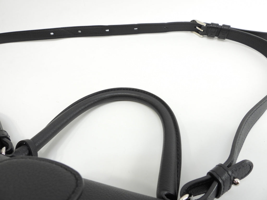 Delvaux Brillant MM Pelle goffrata nera Borsa a mano Pochette Kelly Ottime condizioni@ 95