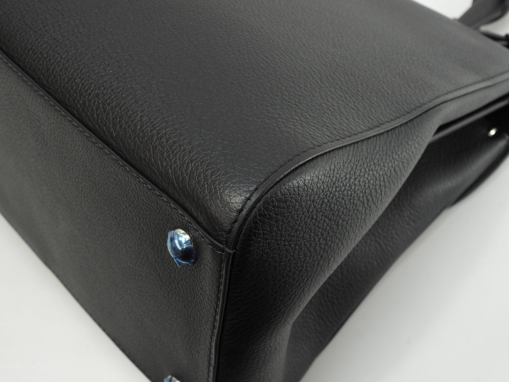 Delvaux Brillant MM Pelle goffrata nera Borsa a mano Pochette Kelly Ottime condizioni@ 95